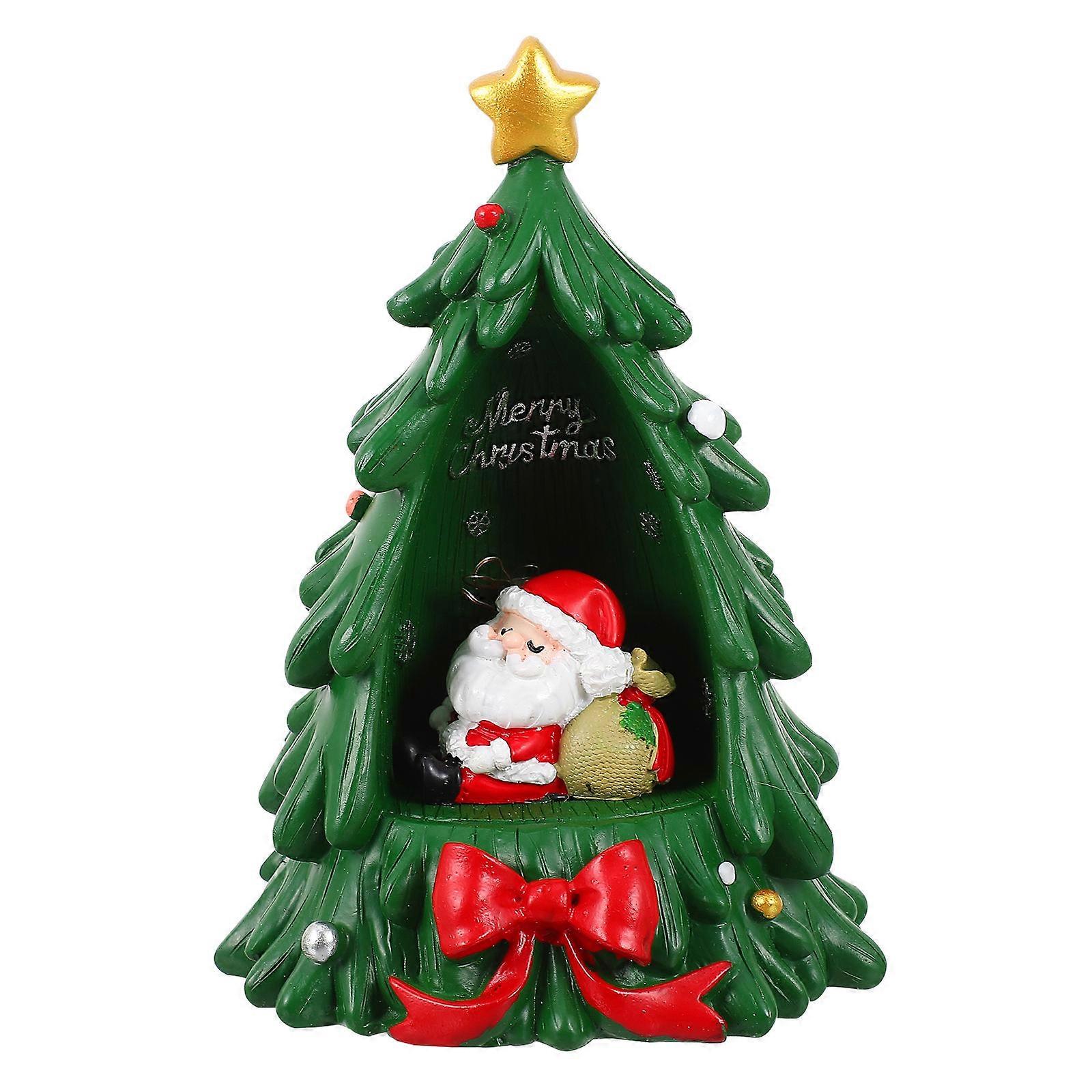 Mini Christmas Tree Decoration for Xmas Scene 3Pcs Green Resin Craft