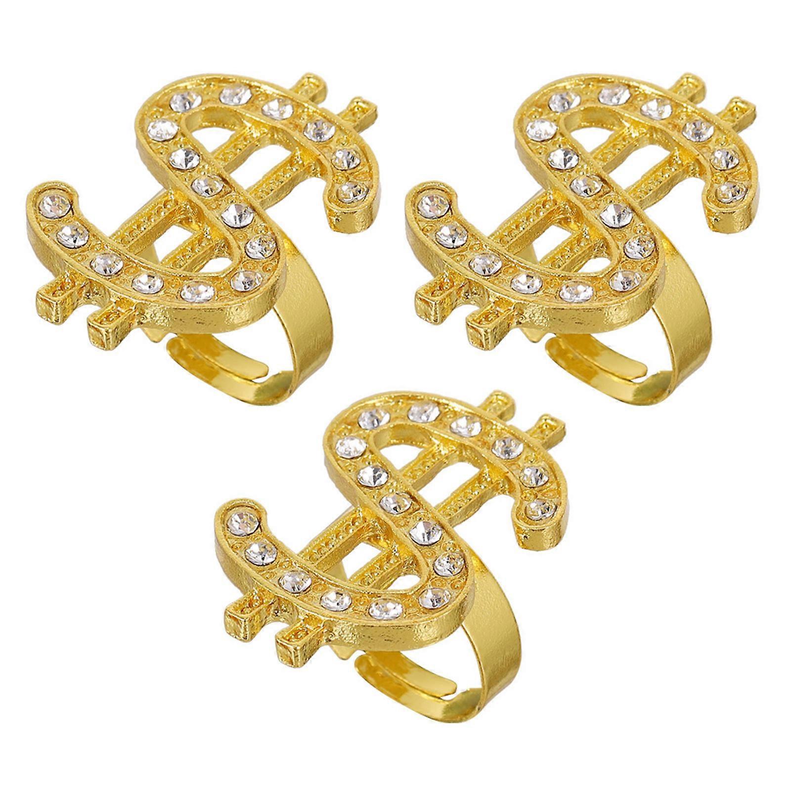 Golden Finger Ring Delicate Ring for Decoration 6Pcs Set