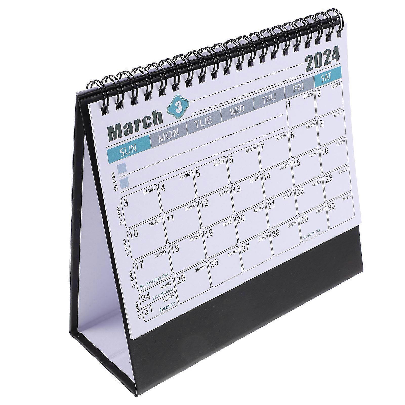 Standing Calendar 2024 Rectangular Office Decor Calendar For Home Classroom And Dorm 3Pcs