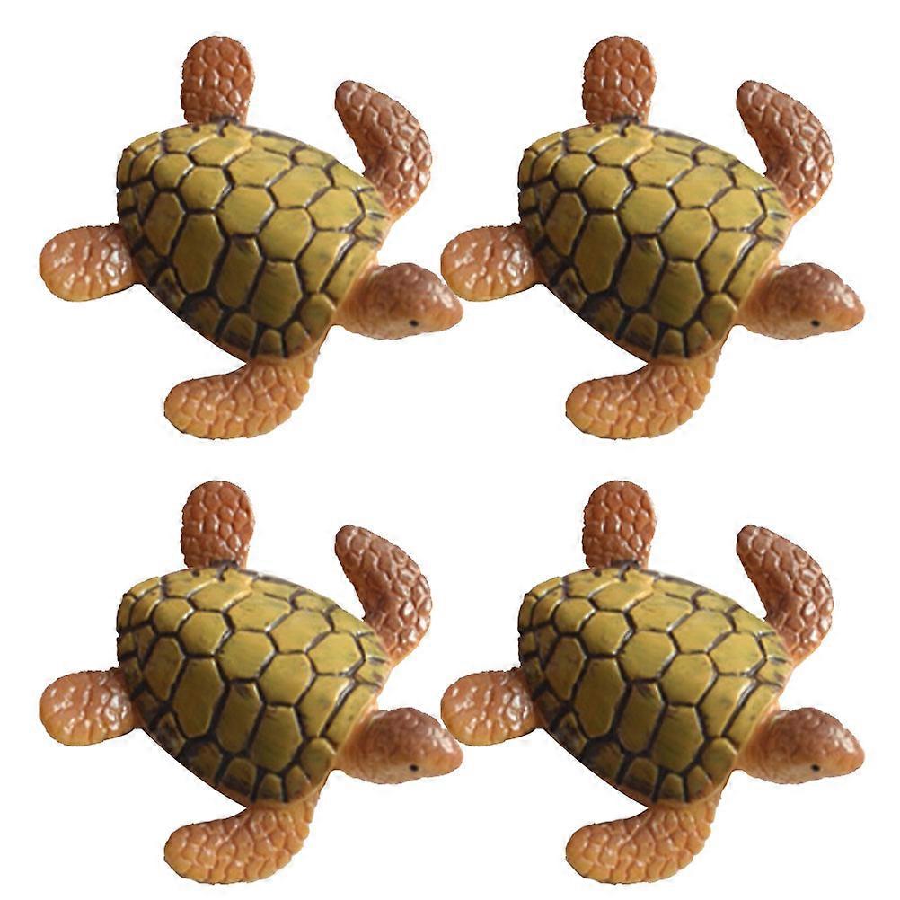 Resin Turtle Decor Moss Microlandscape Turtle Ornament for Indoor 4Pcs