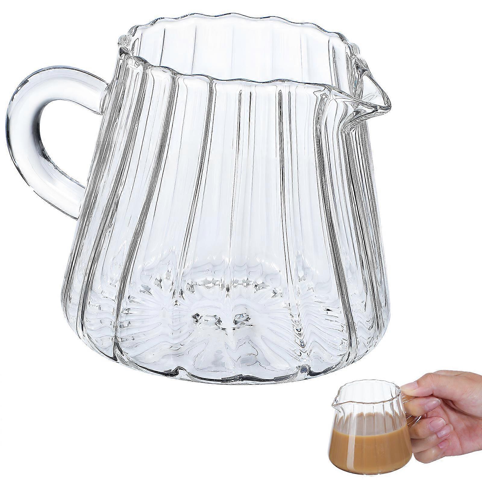 Glass Milk Jug for Beverage Serving 4Pcs Transparent High Borosilicate Glass