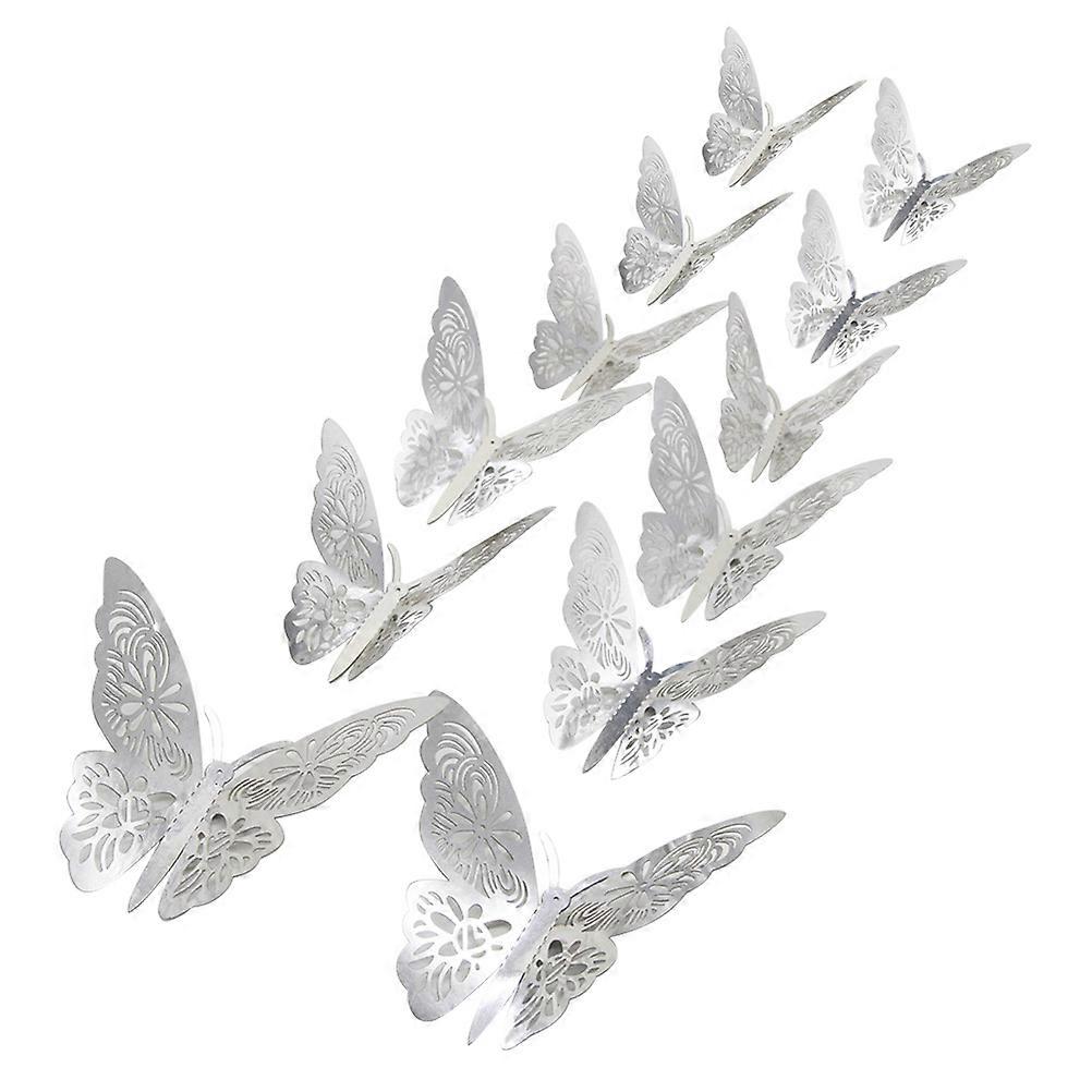 3D Sticker Hollow Out Wall Decals for Decoration 36Pcs Silver