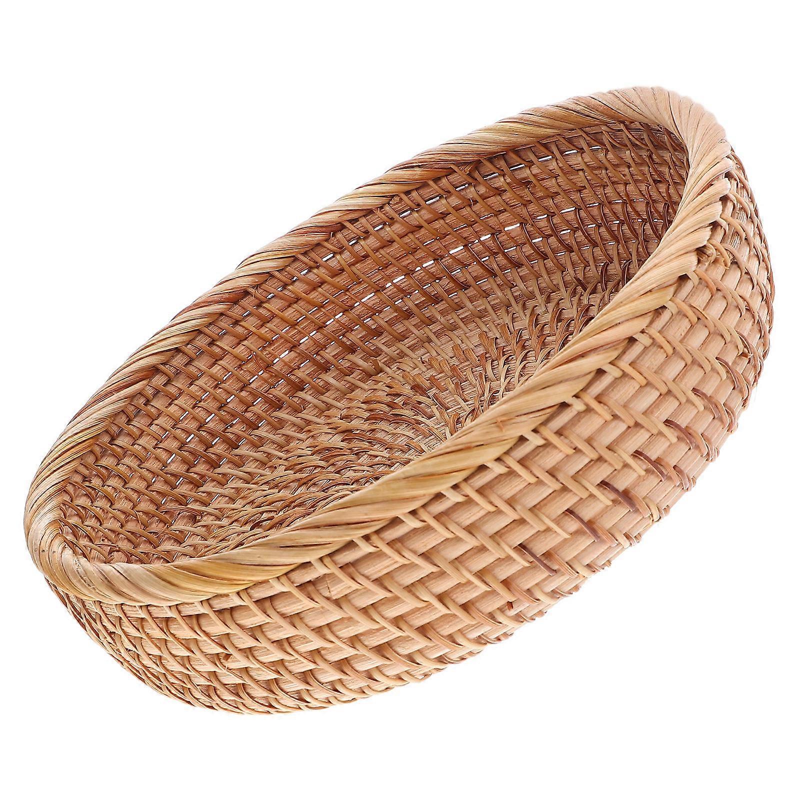 3Pcs Handwoven Rattan Round Fruit Tray for Kitchen and Snack Storage