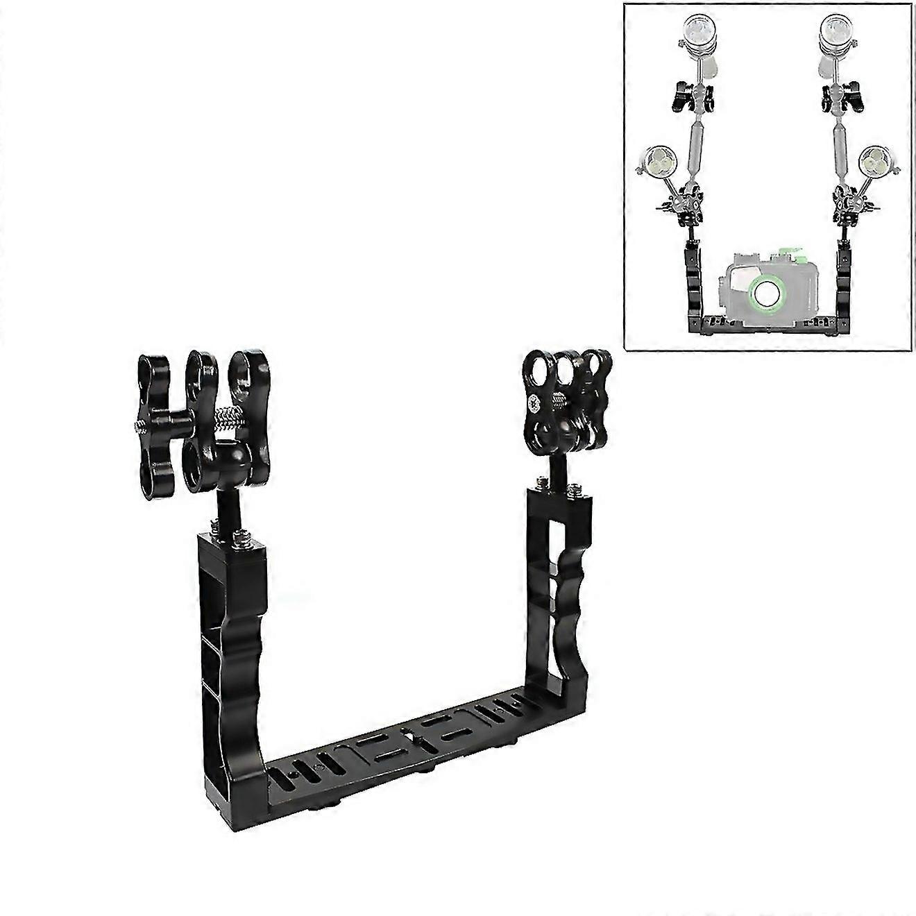 For Puluz Dual Handle Aluminium Tray Stabilizer With Dual Ball Aluminum Alloy Clamp For Underwater C