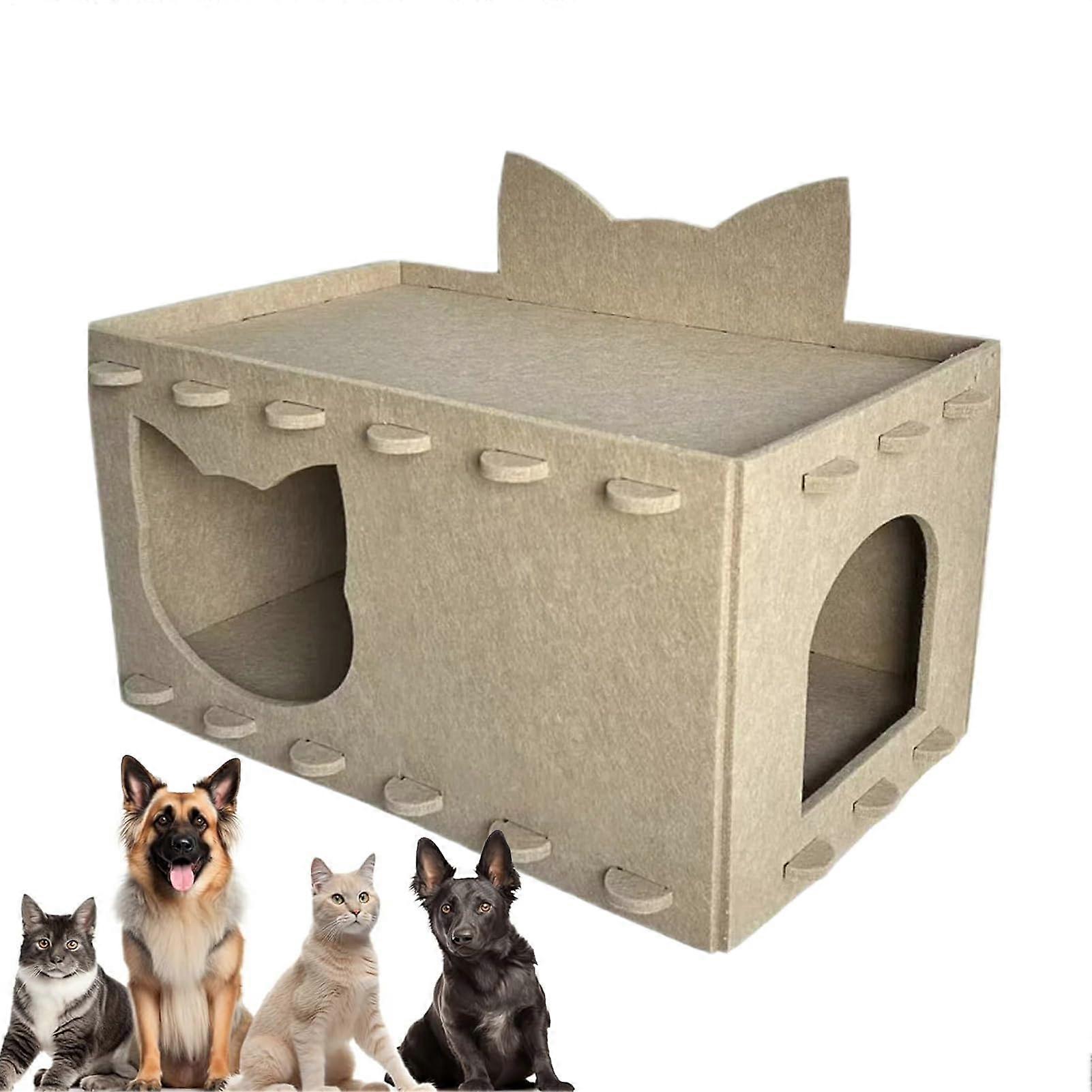 Cat Nesting Box Felt Kitten Tunnel Bed DoubleLayer Puzzle Assembly Scratcher House For Camping Home Apartment