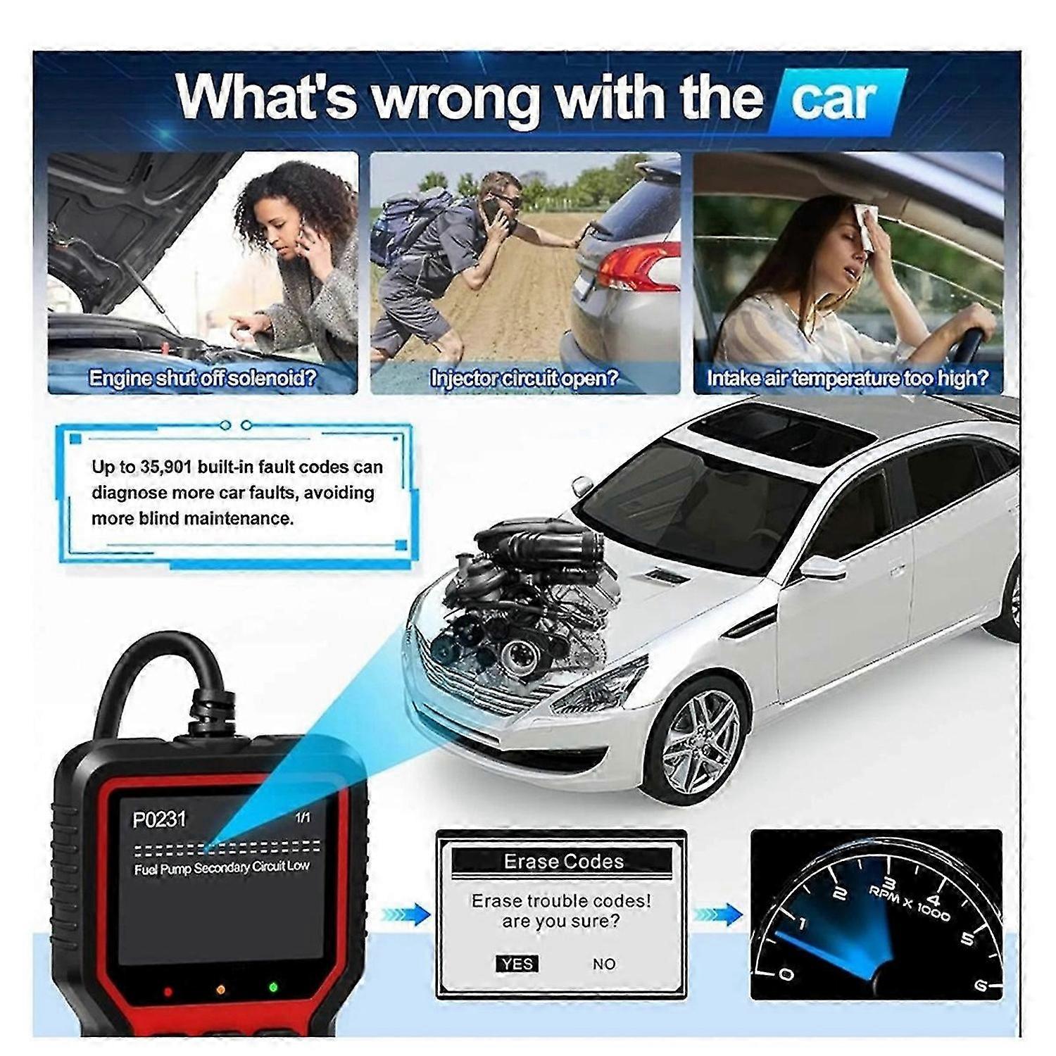 OBD2 Scanner Live Data Professional Mechanic Diagnostic Code Reader Tool For Check Engine Light Batt