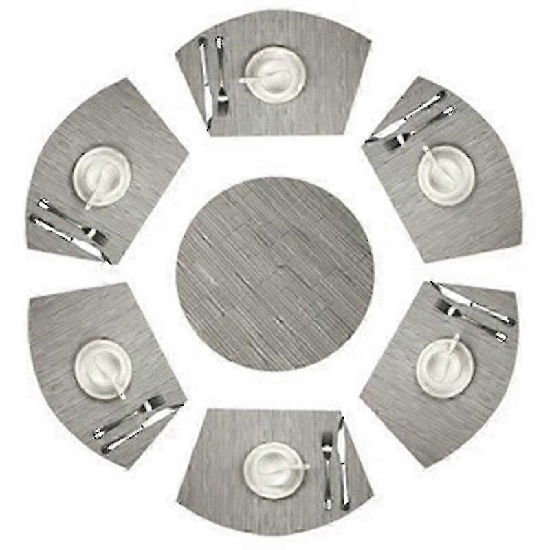 Round Table Placemats Set Of 7 Wedge Placemat With Centerpiece Round Mat Heat Resistant Table Mats Washable