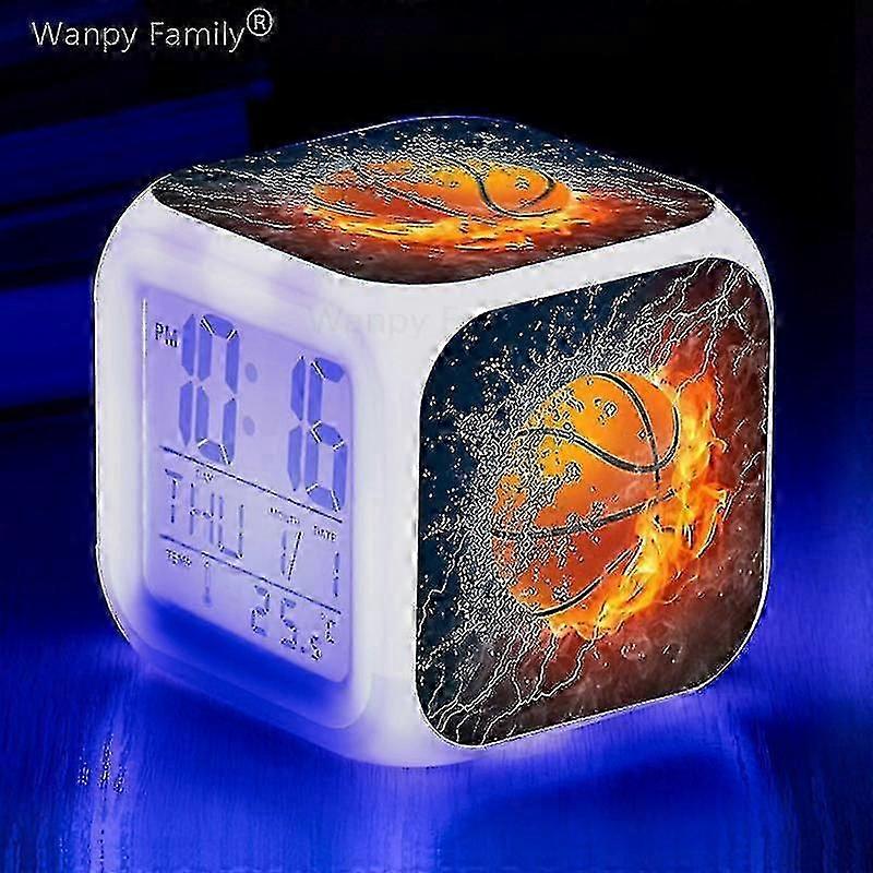 Basket väckarklocka 7color Ändra multifunktions Noctilucence Elektronisk klocka Barnrum Väckningstjänst Timer födelsedagspresent till barn Tw