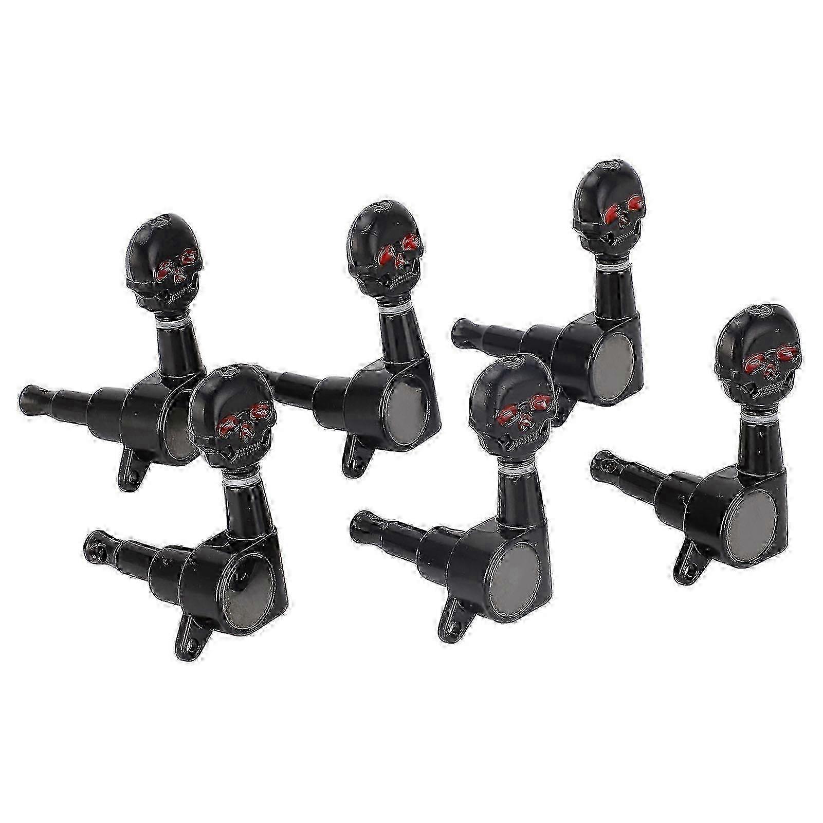 3 Left 3 Right String Tuning Keys Fully Enclosed Knob Zinc Alloy Machine Head Tuners for Acoustic Electric Guitar Black f26
