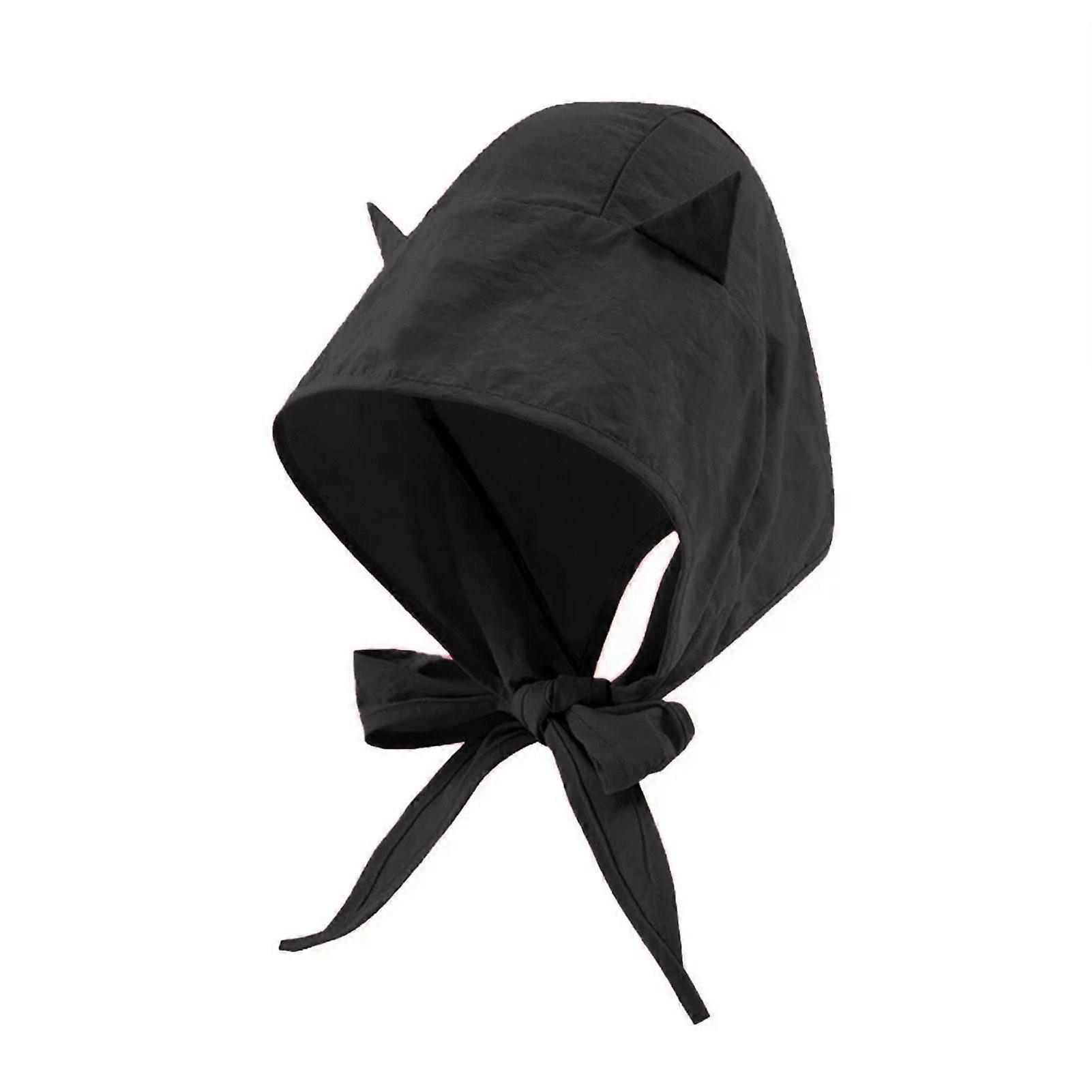 Sunshade Hat with Fixed Straps Adjustable Elasticity Breathable Quick-Drying Demon Hat Solid Color Design Lace-up Hat