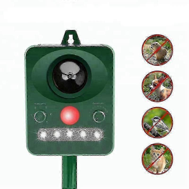 Solar-Powered Bird Repeller with Ultrasonic Sound and Motion Sensor for Outdoor Animals, Flash with Long-Range Coverage