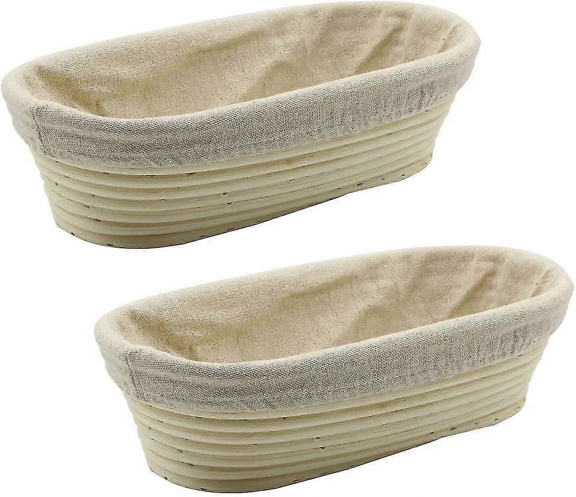 2 pcs 8 polegadas oval longo Banneton subindo cesta de vime e forro para padeiros profissionais e domésticos