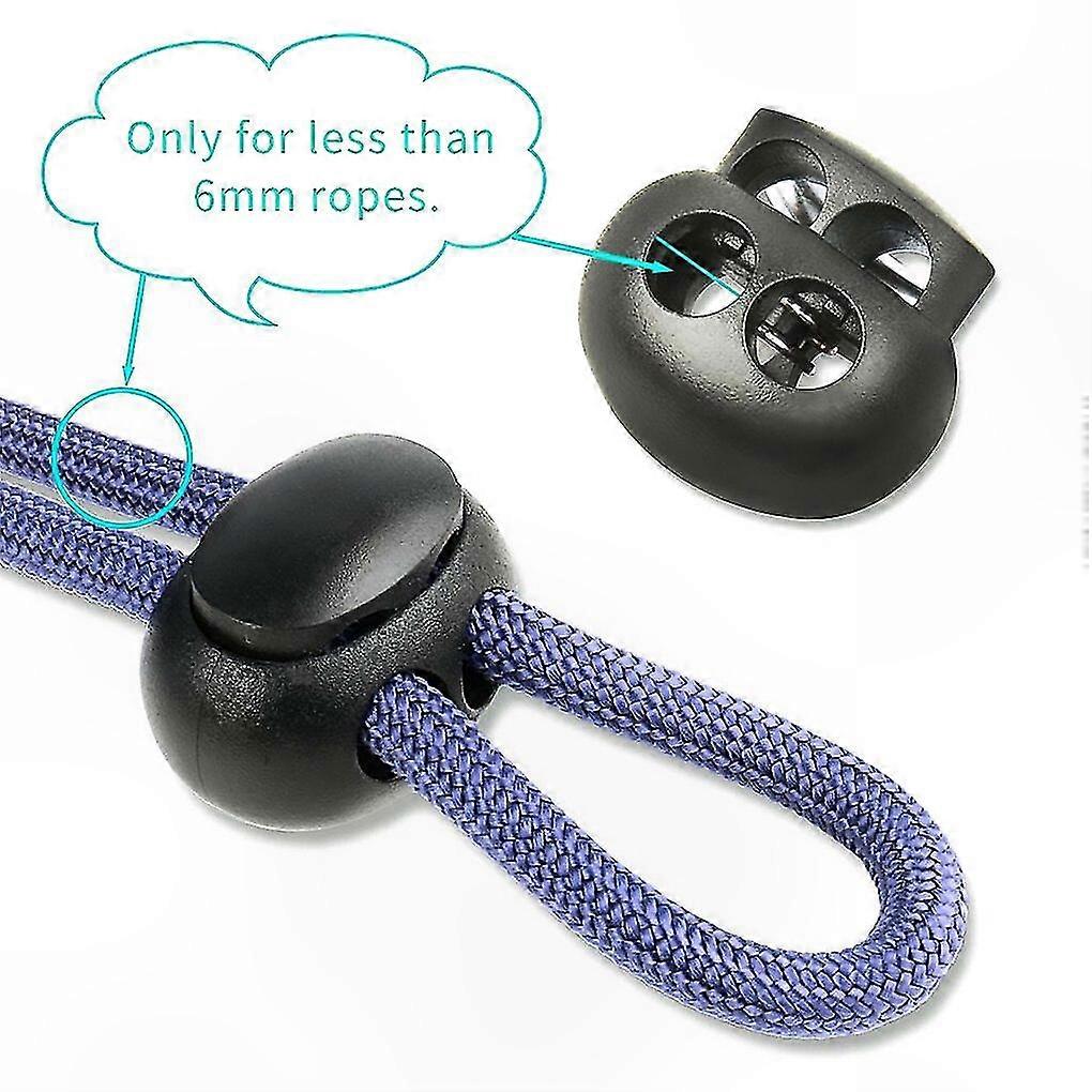 10pcs Plastic Cord Stopper Dual Holes DIY Toggle Clip Spring Clasp Rope Lock