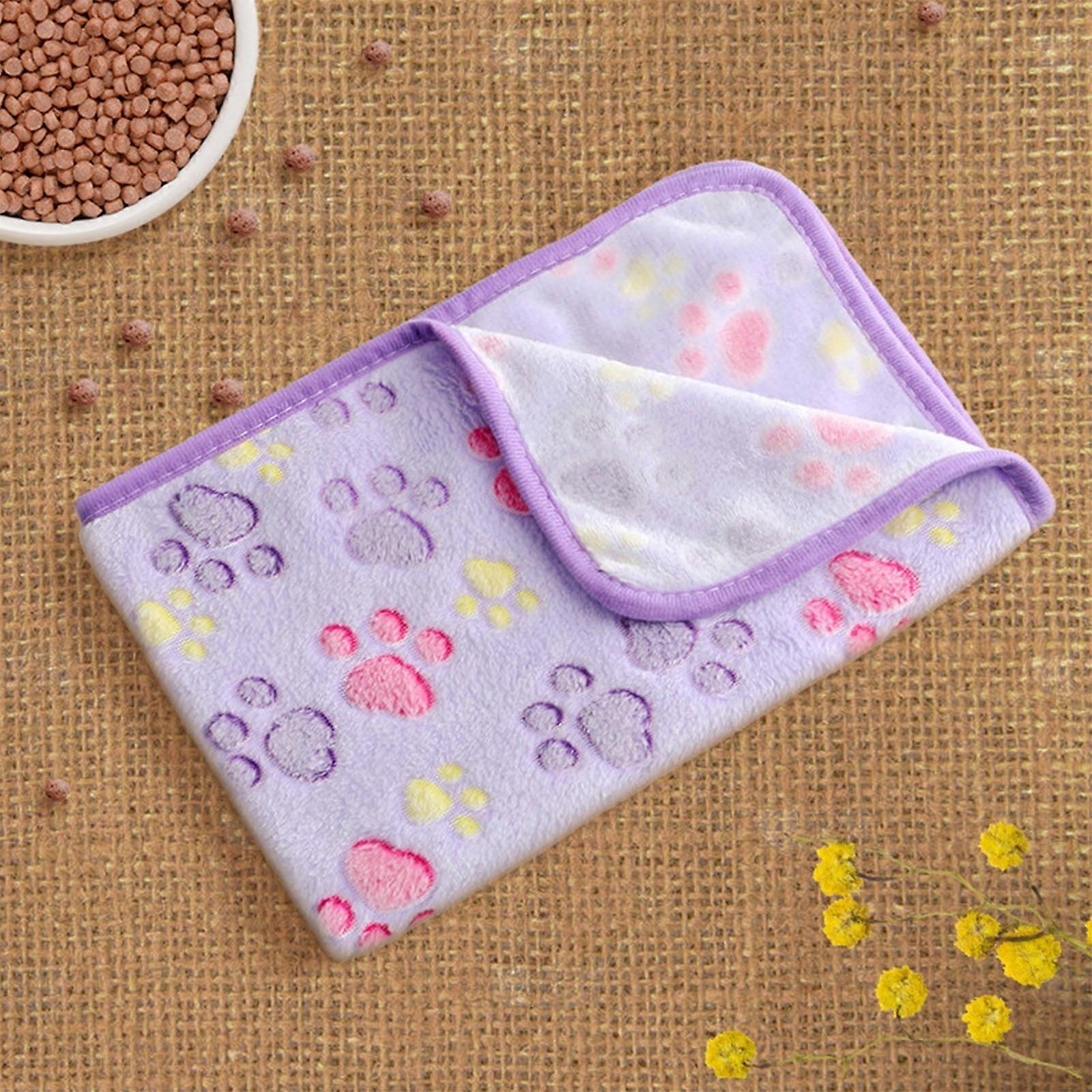 Super Soft Warm Puppy Blanket, Fluffy Fleece Pet Mat with Cute Paw Print, Large 41"x31" for Dogs Cats