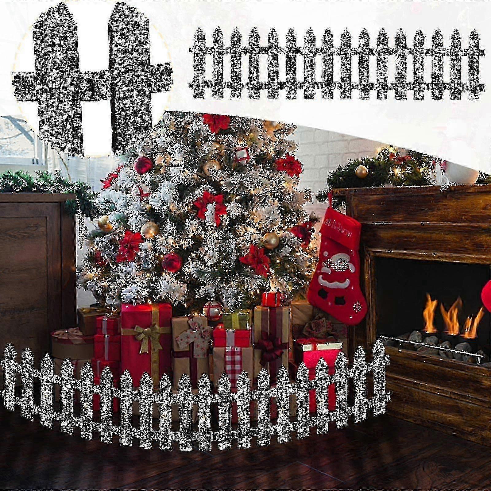 For 8pcs Christmas Decorative Plastic Fence for Christmas Tree - Sharp Corner Design