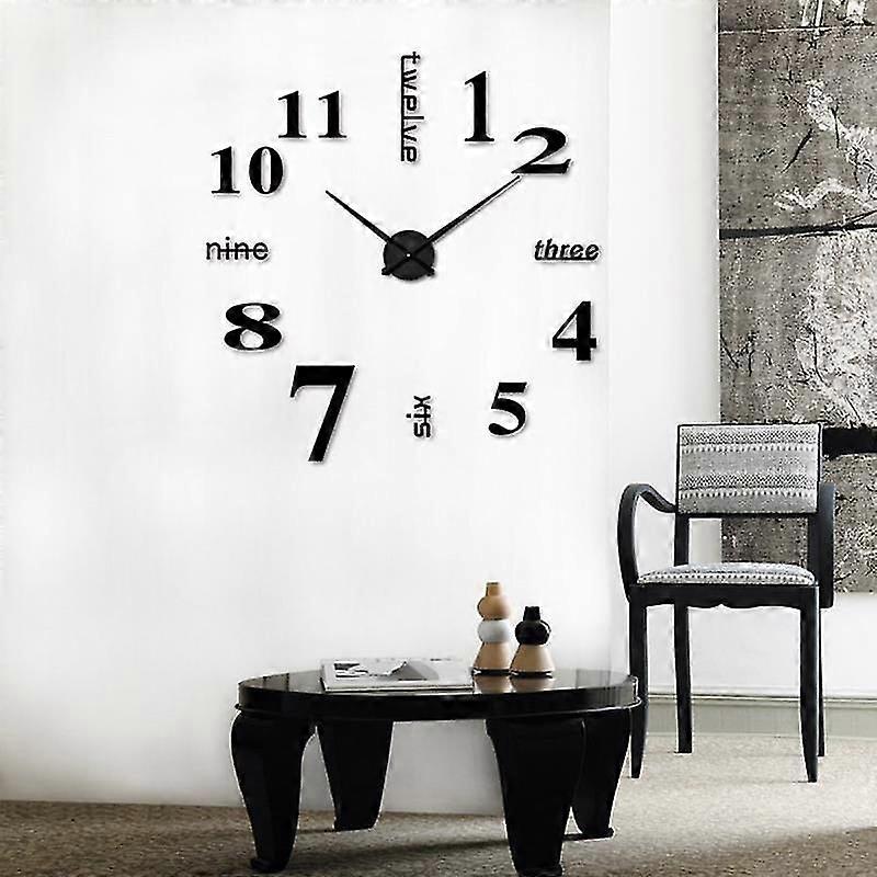 Diy Wall Mounted Clock Modern Unique Numbers Design Decorative, Sliver