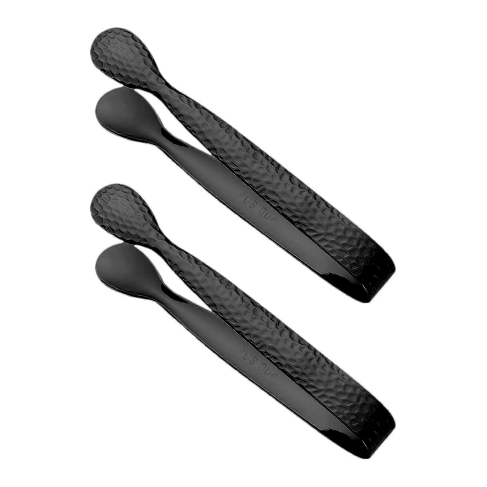 Sugar Tongs Stainless Steel Tiny Bar Tong For Lemon Slices And Jelly Marshmallows Black