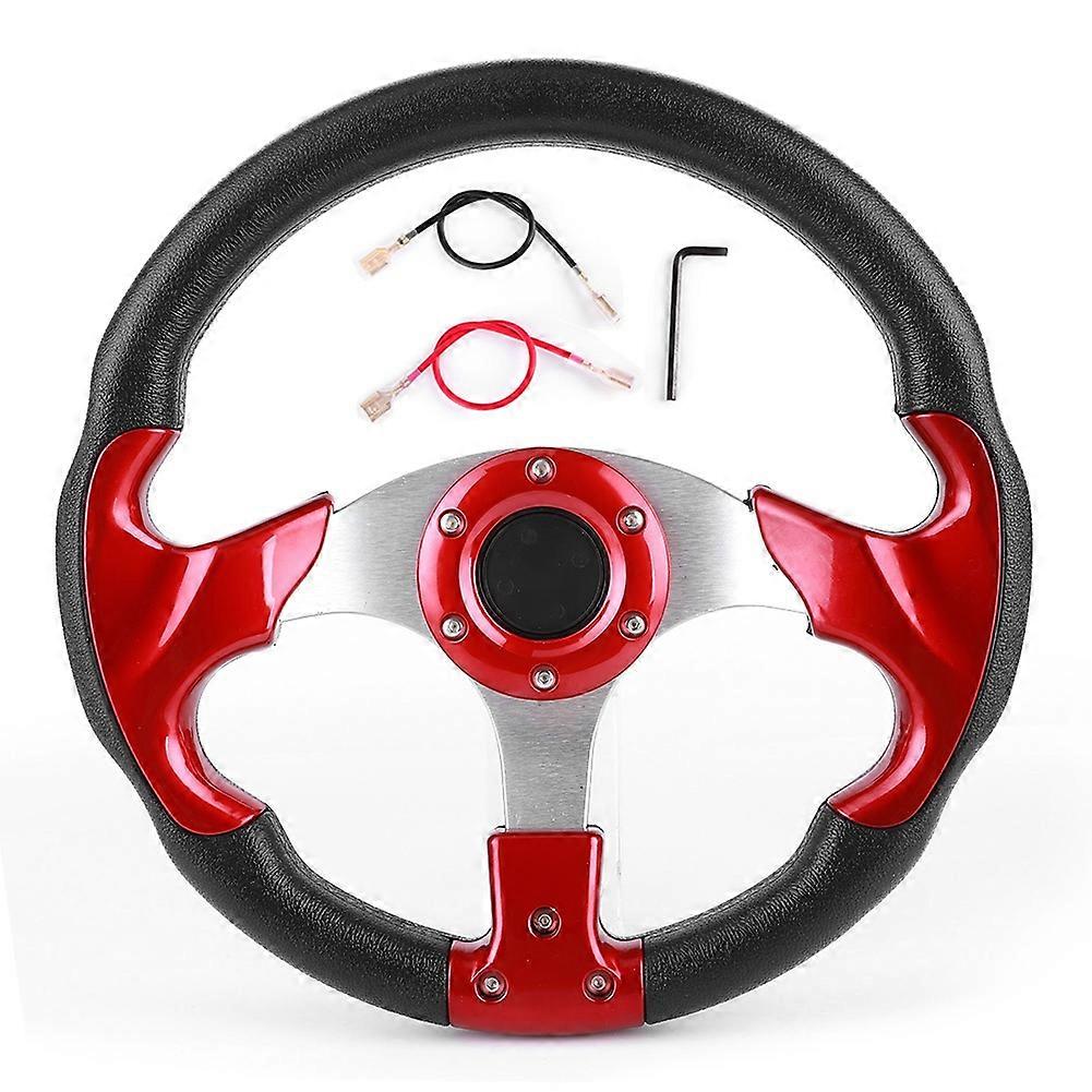 320mm/12.5in Racing Car Steering Wheel with Horn Button PVC Red Color Universal Modified Part