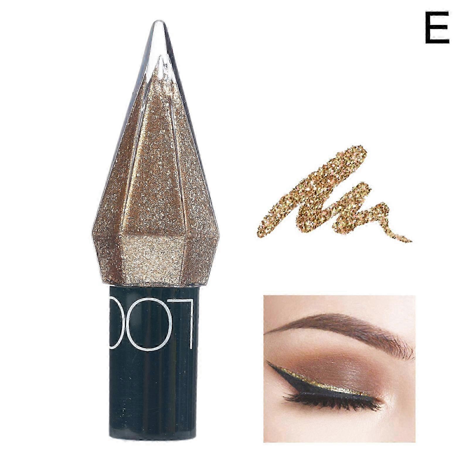 Pearlescent Diamond Eyeshadow, 5 Color Liquid Eyeliner Set with Shiny Sequins Brush, Shade 05