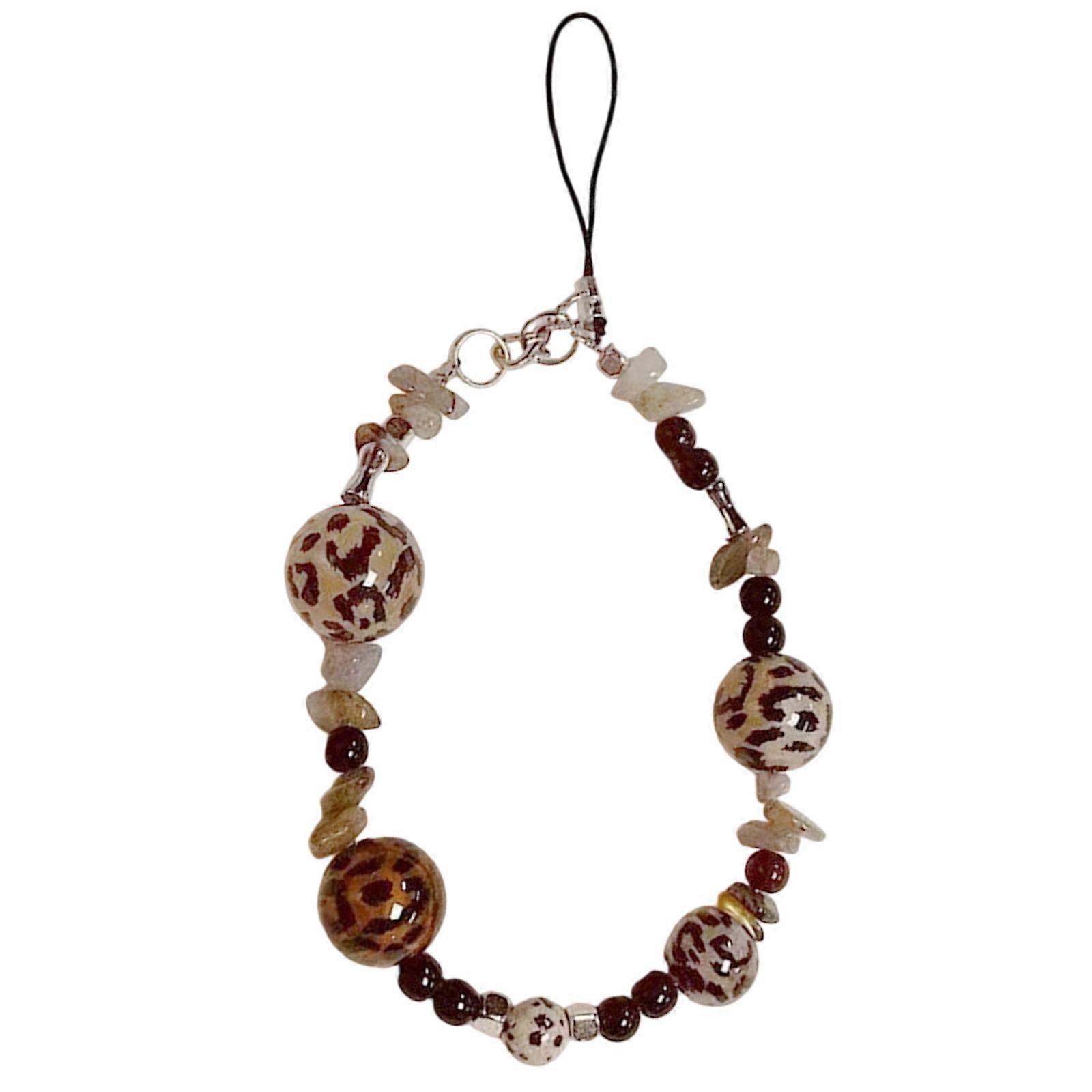 Multifunctional Beaded Lanyard Keychain Leopard Pattern For Convenient Carry  leopard print