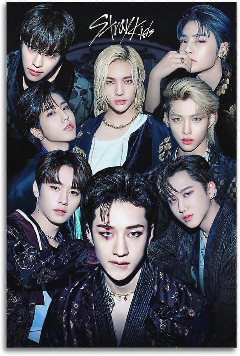 Stray Kids Koreanska pojkband Kpop-affisch, affisch, väggkonst, dekoration, tryck, tavlor för vardagsrum, sovrum