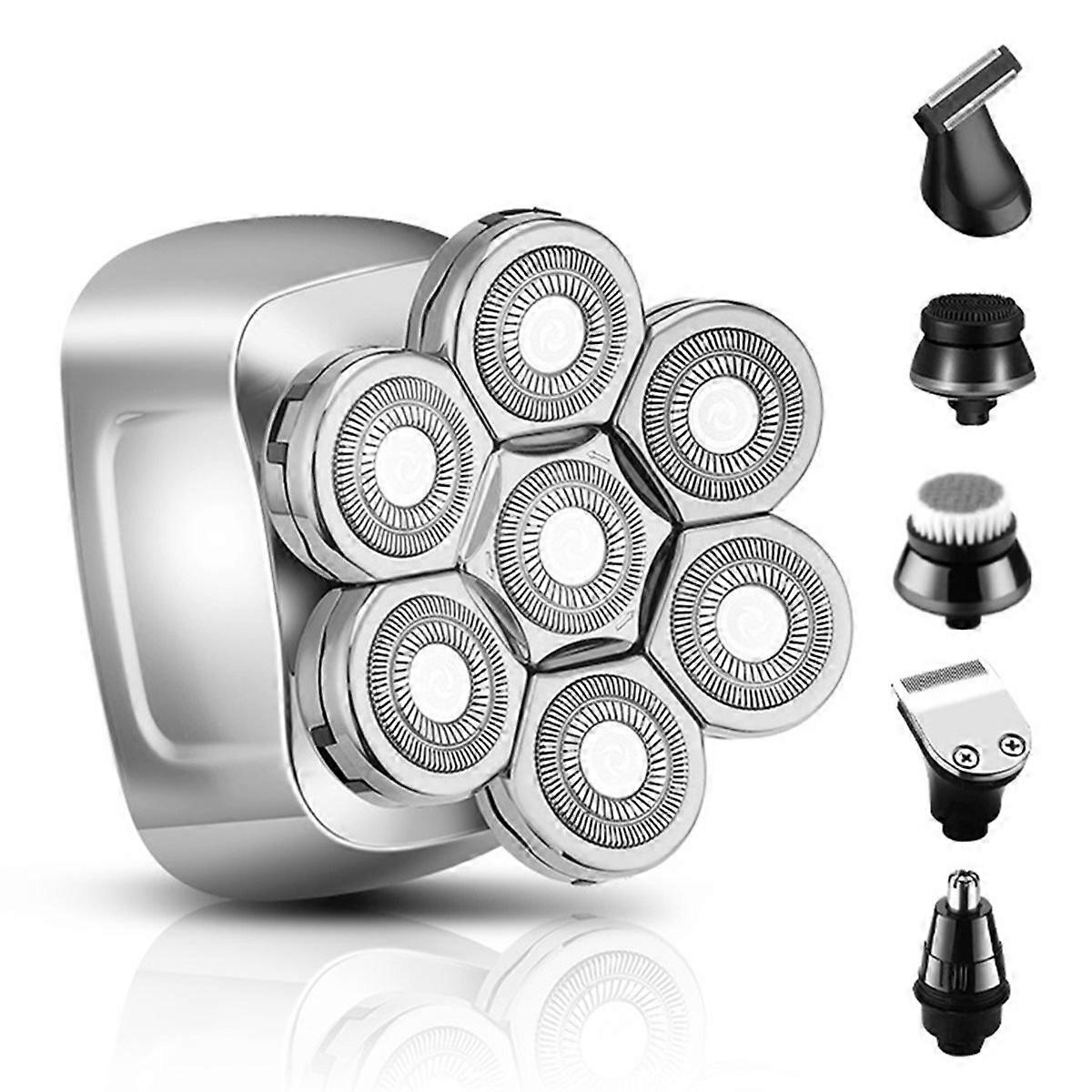 Rechargeable Shaver 7-Blade Wireless Charging Shaver Multi-Function Shaving and Hair Clipper Head Sh