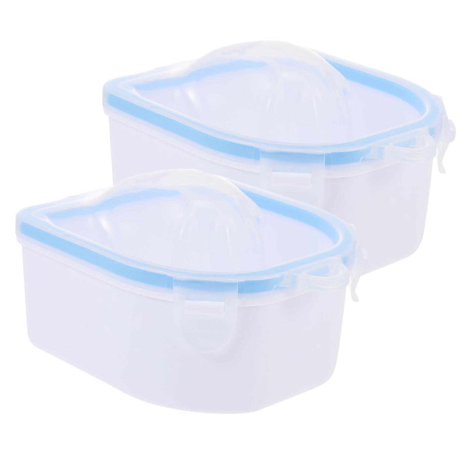 Nail Beauty Tool Double-Layer Manicure Bowl for Home Use 2Pcs Blue