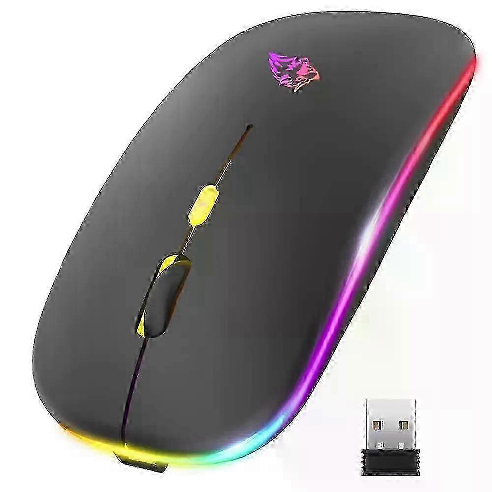 w Wireless Mouse Bluetooth and 2.4GHz Dual Modes Rechargeable RGB Ergonomic Silent Click for PC iPad Laptop Cell Phone TV