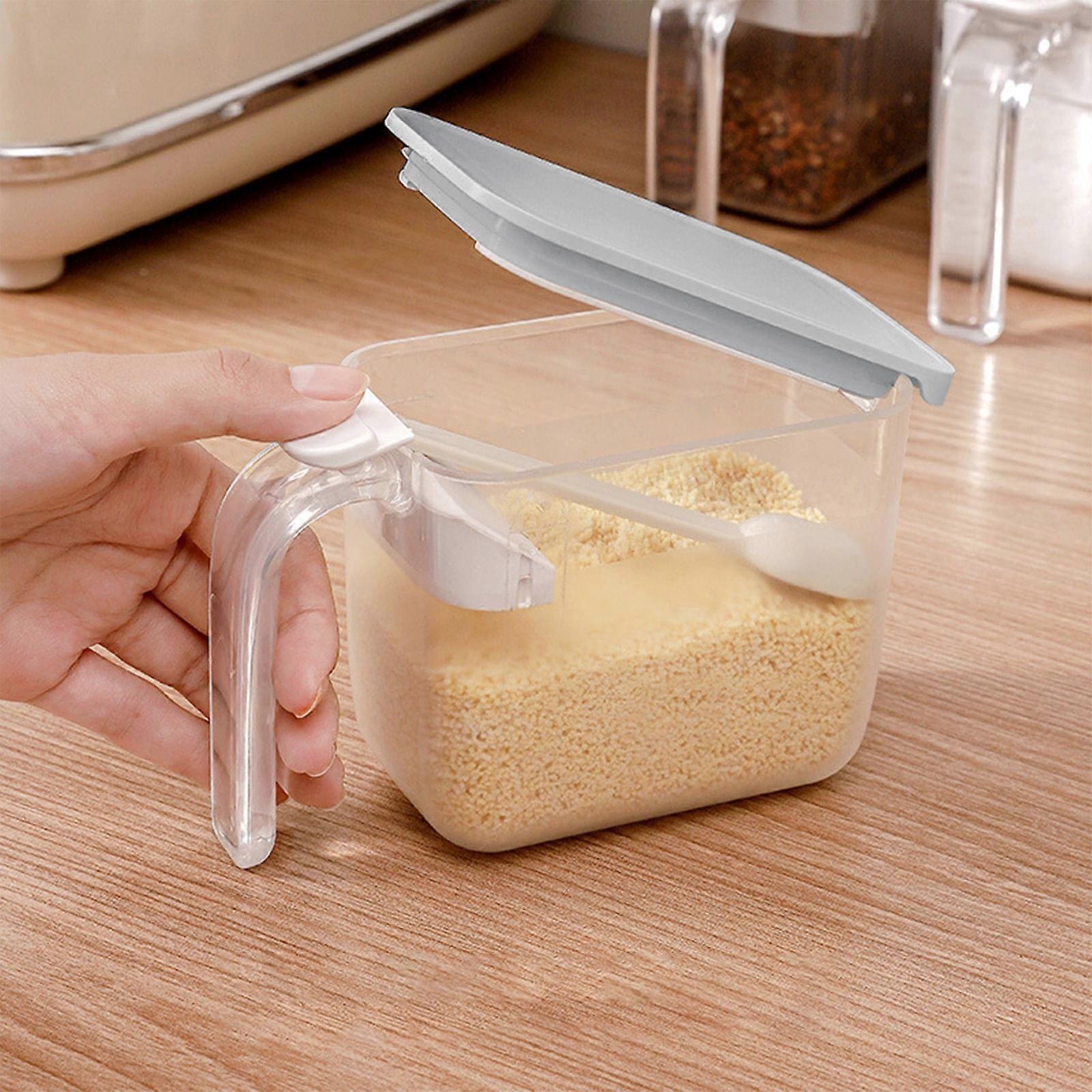 Txmfgh Seasoning Box with Lid and Spoon, Condiment Jars for Storing Sugar and Spices, Easy to Use, Perfect for Home Kitchen and Restaurant