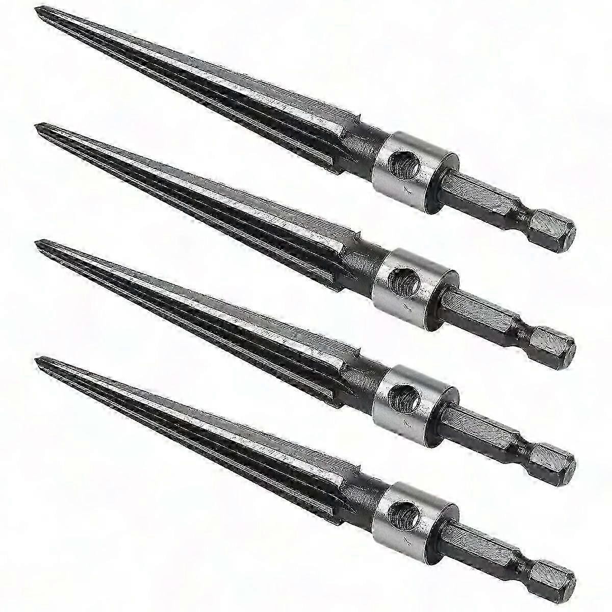 4X Taper Reamer 3-13mm Hex Shank Fluted Hand Tool for Wood Bridge Pin Hole Chamfering