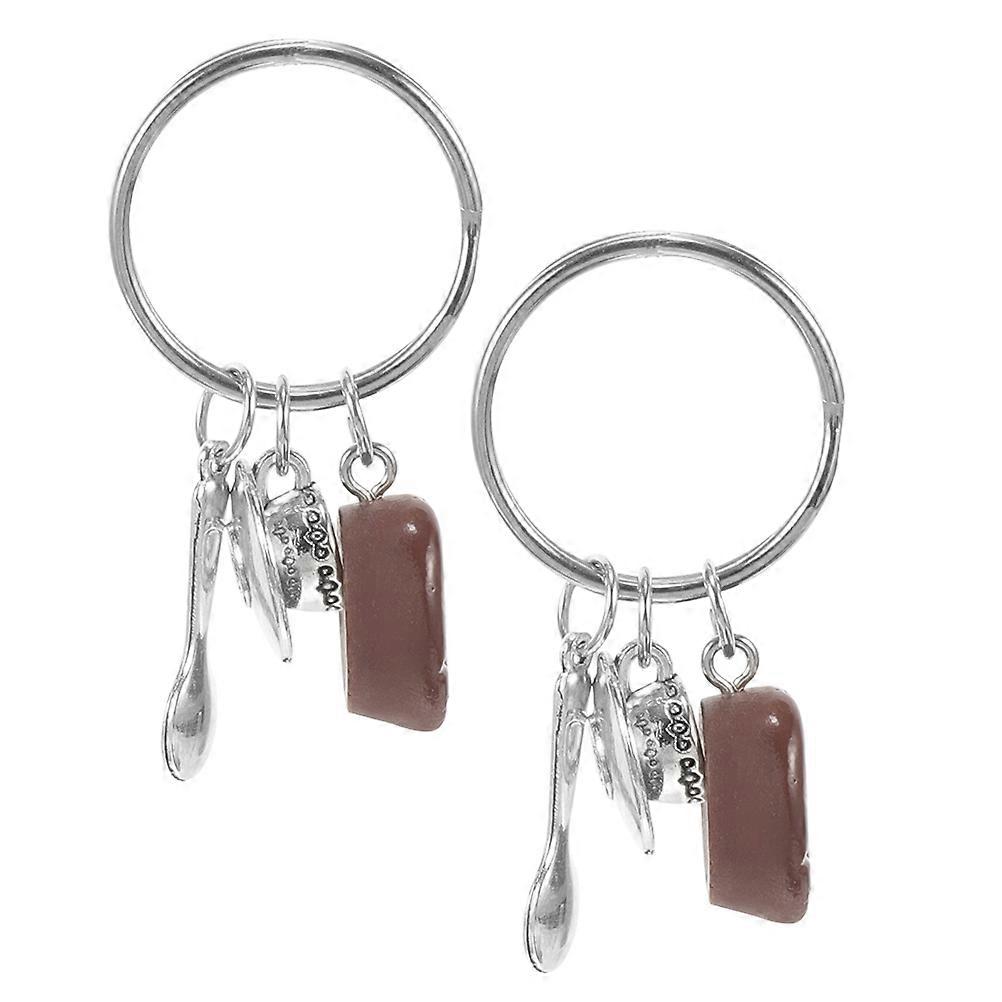 Coffee Cup Keychain 2Pcs Alloy for Key Use Cute Coffee Bean Charm Set