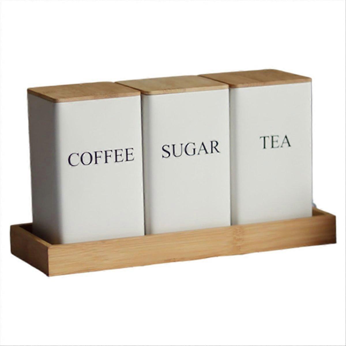 Conjunto de potes de chá, café e açúcar com bandeja de ferro para chá e café B