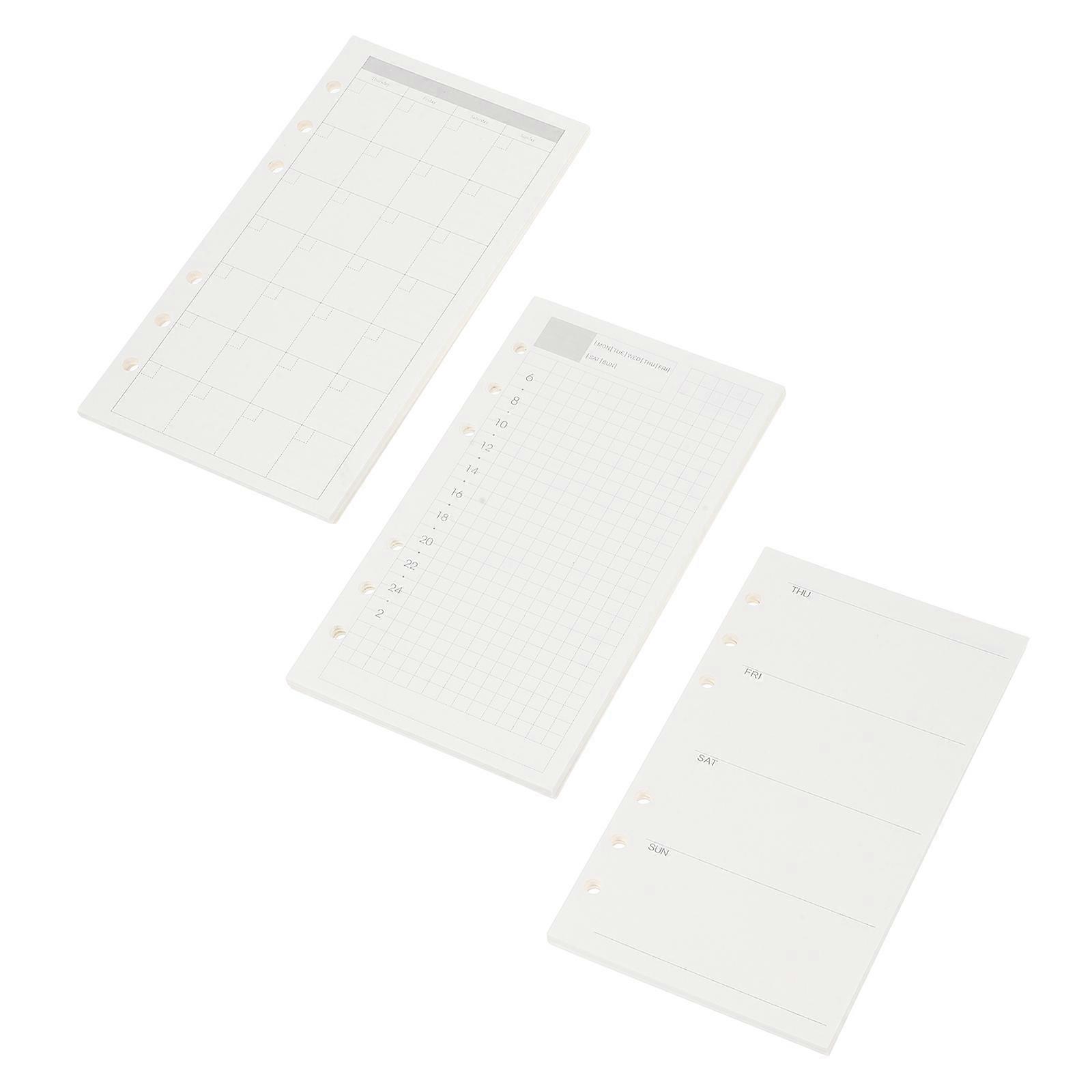 6-Hole Planner Paper 3Pcs A6 Undated Refill for Daily and Weekly Planning
