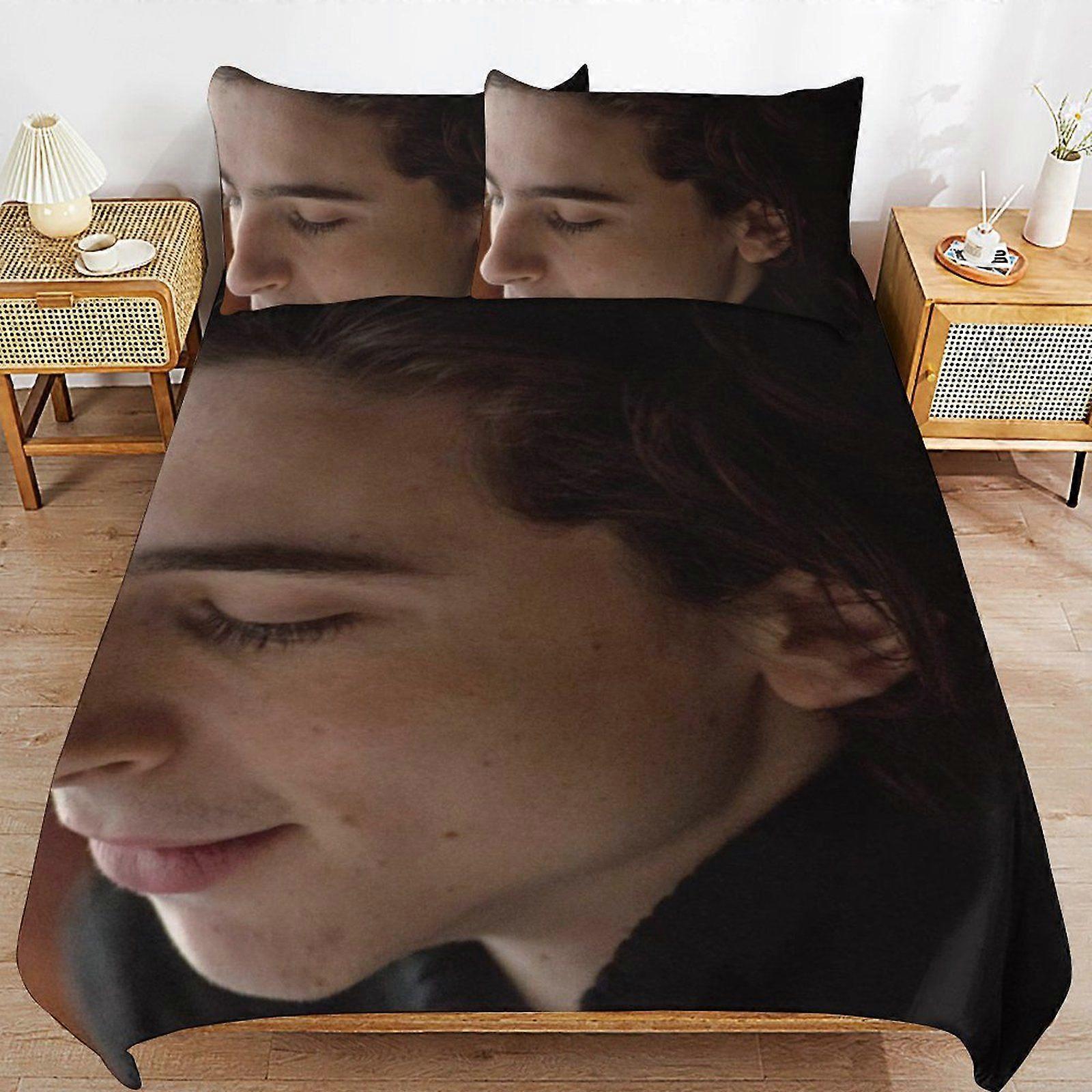 1126XB Timothe Chalamet Practical Zip Function Smooth Bedding Surface Soft Layer Duvet Cover Sets for Rest Night KL1126