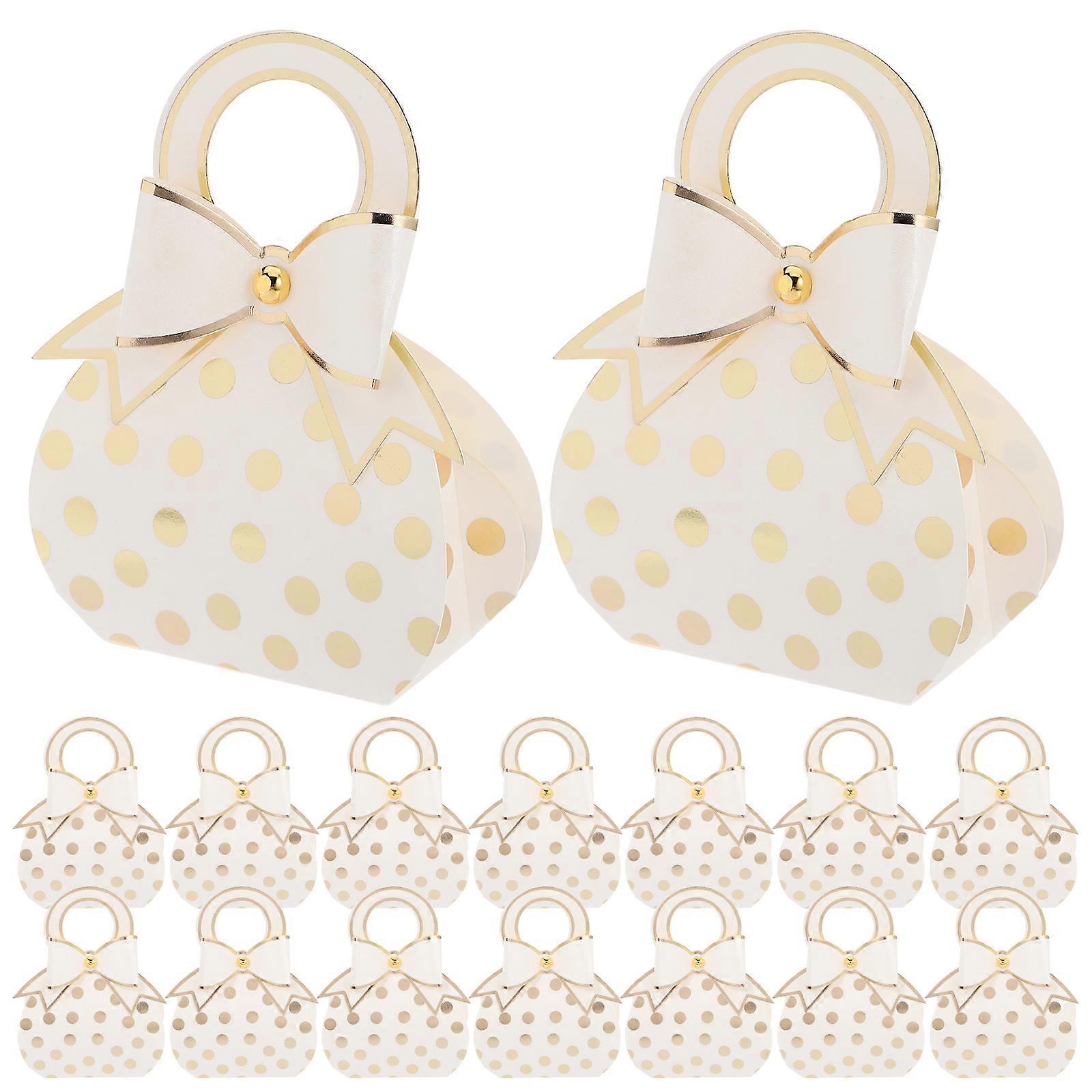 Elegant White Candy Boxes for Candy Storage with Handbag Design 50Pcs