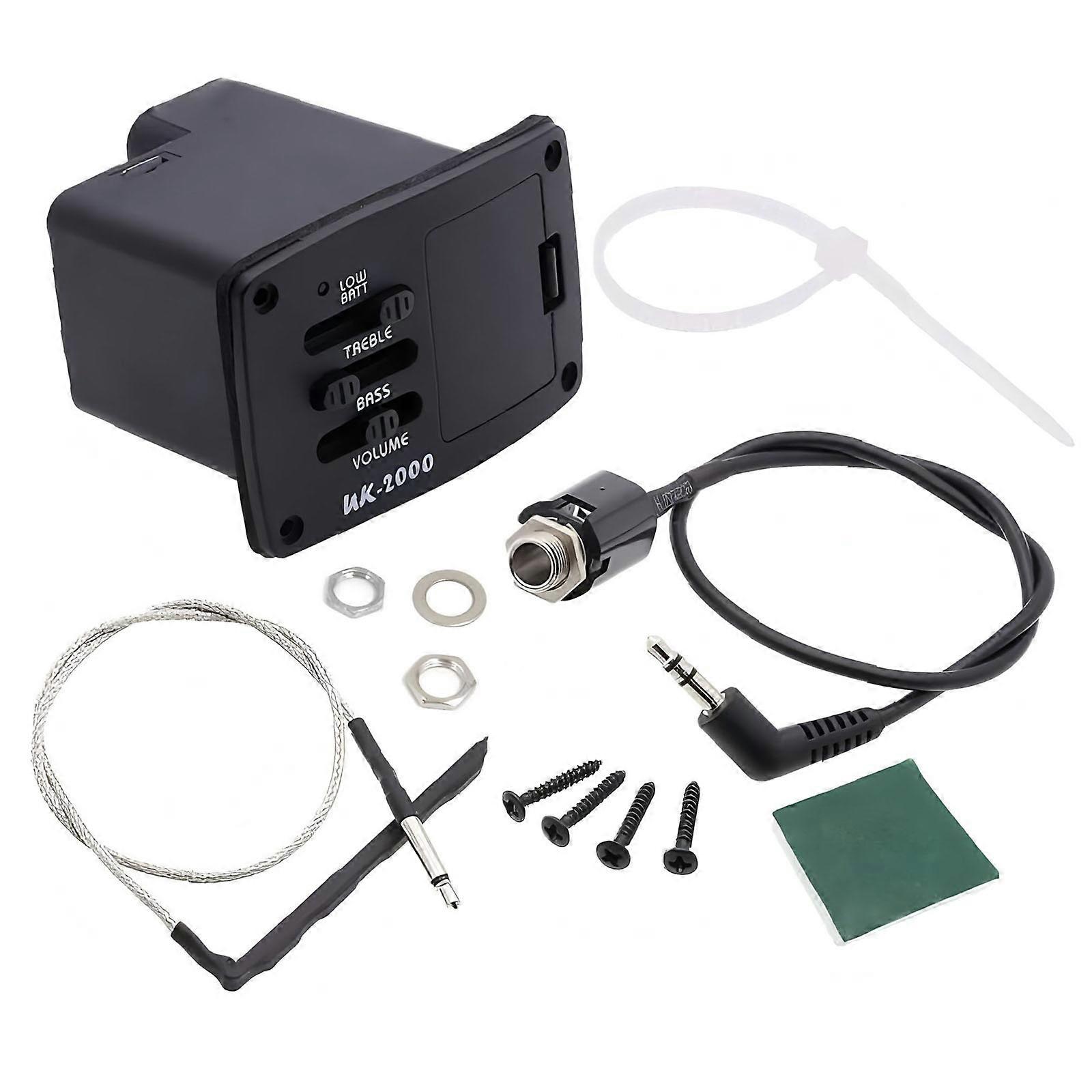 Complete 2 Band Frequency Adjuster Set Plastic Texture for Folk Guitars with Prewired Cables and Mounting Hardware Multicolor