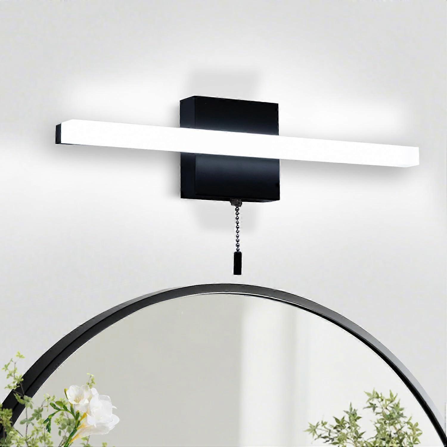 16 Inch Black LED Vanity Light with Pull Switch, Modern Bathroom Light Bar, Energy Saving Design