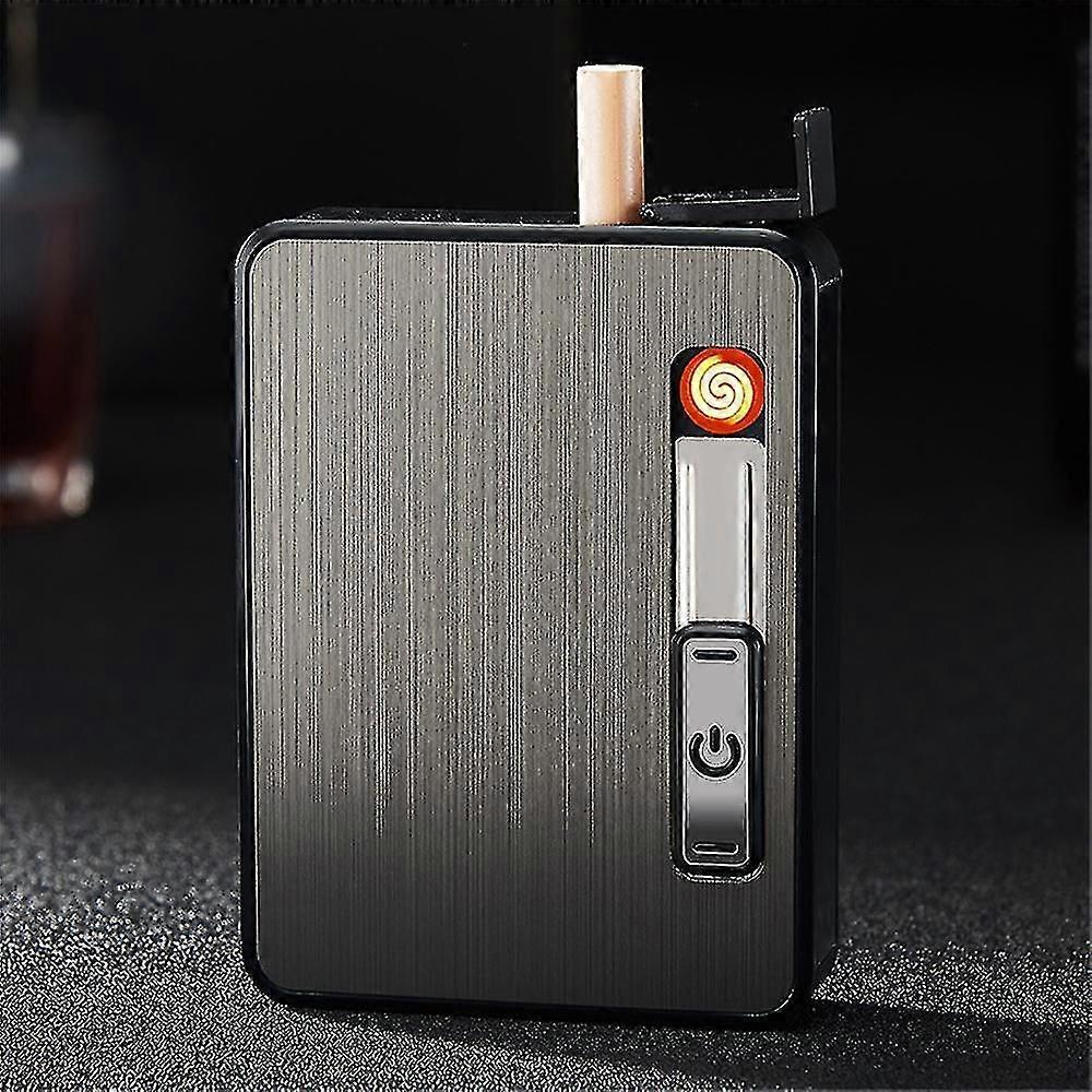2-In-1 Automatic Rechargeable Cigarette Case Cigarette Lighter Flameless Lighter-JJ