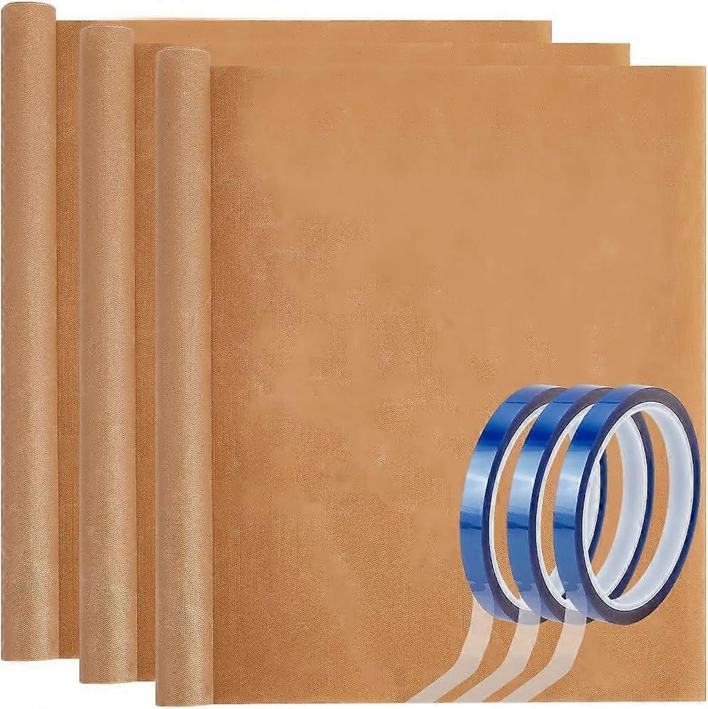 3Pcs 12x16 Sheet with 3 Rolls 10mmx27m Blue Plastic Heat Tape High Temp Transfer Resistant Thermal Tapes Non Stick Sheets for Heat Press Sublimation R
