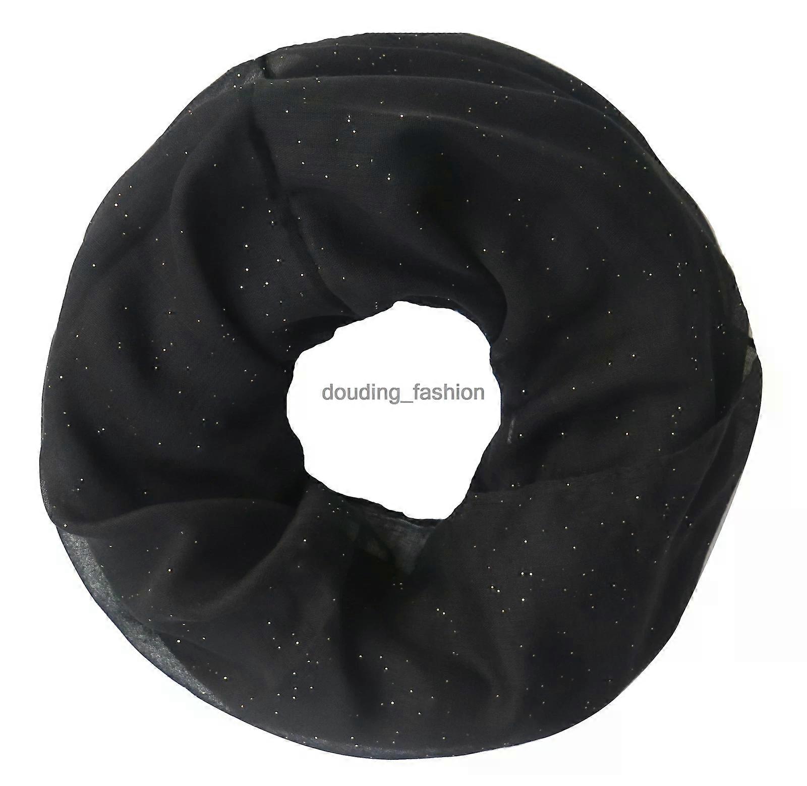 Shimmer Sparkle Plain Color Women's Infinity Loop Scarf with Glitters