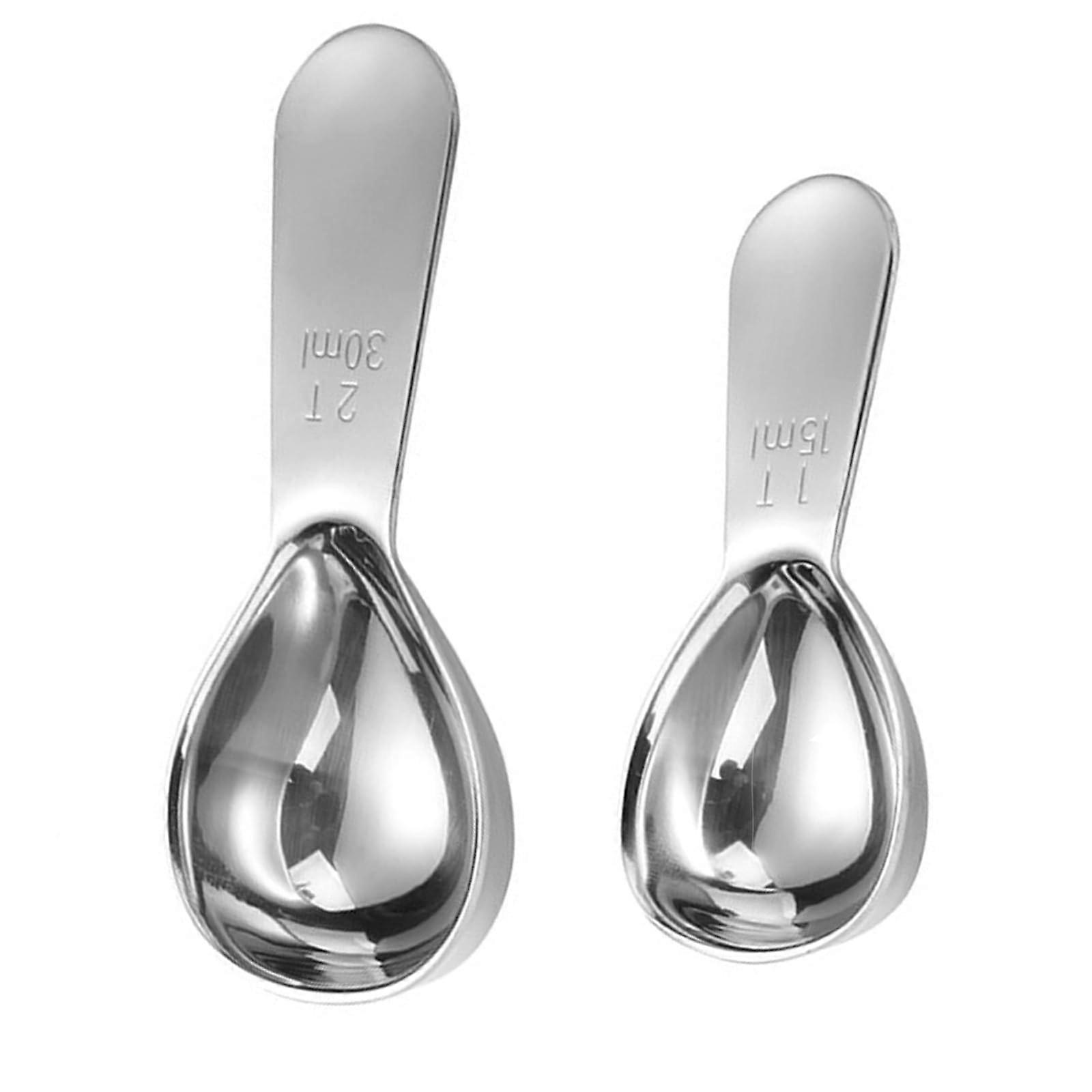 2pcs Coffee Measuring Spoon Set, Stainless Steel Coffee Scoop 15ml 30ml with Short Handle for Tea