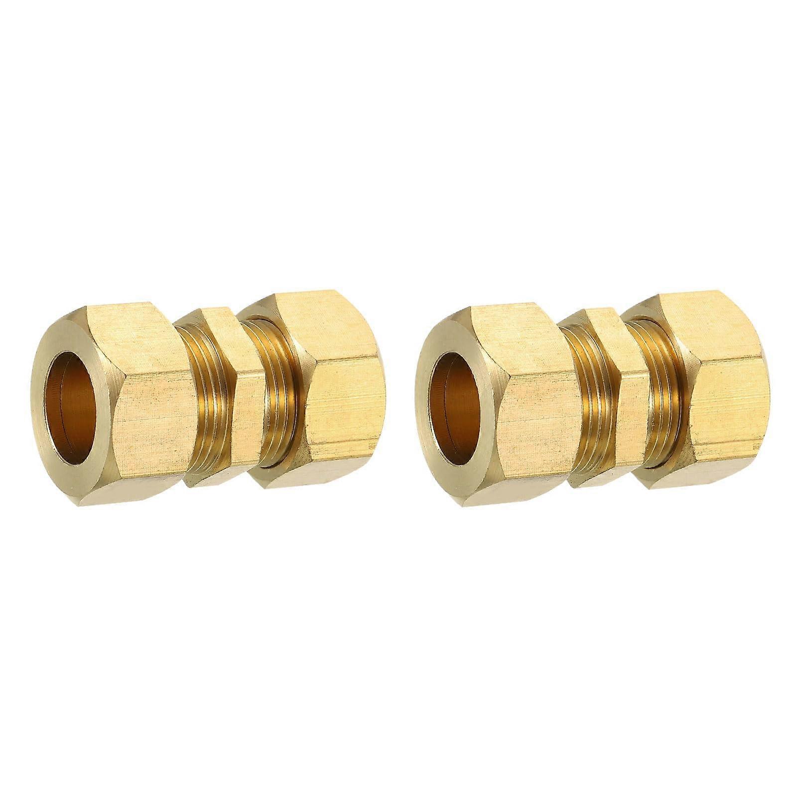 2Pcs Brass Compression Tube Fitting 16Mm Tube OD, NPT Thread, Compression Union  Sleeves, Straight Coupling Adapter