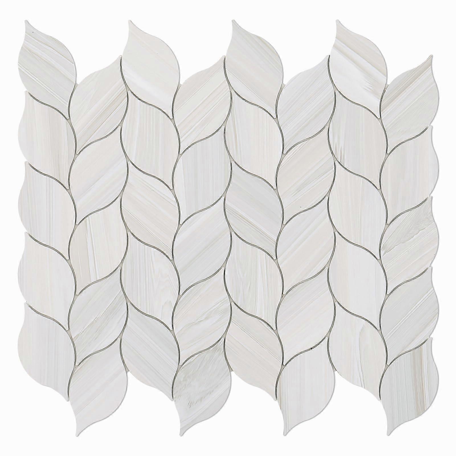 10Sheet Peel and Stick Backsplash Tile for Kitchen, Self Adhesive Mosaic Leaf Design, Beige Gray