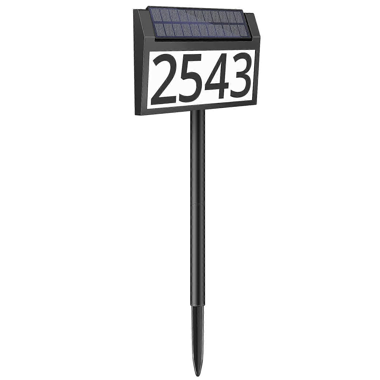 Solar Address Sign with Lighted House Numbers, Waterproof LED Plaque, 3Color Adjustable Lighting