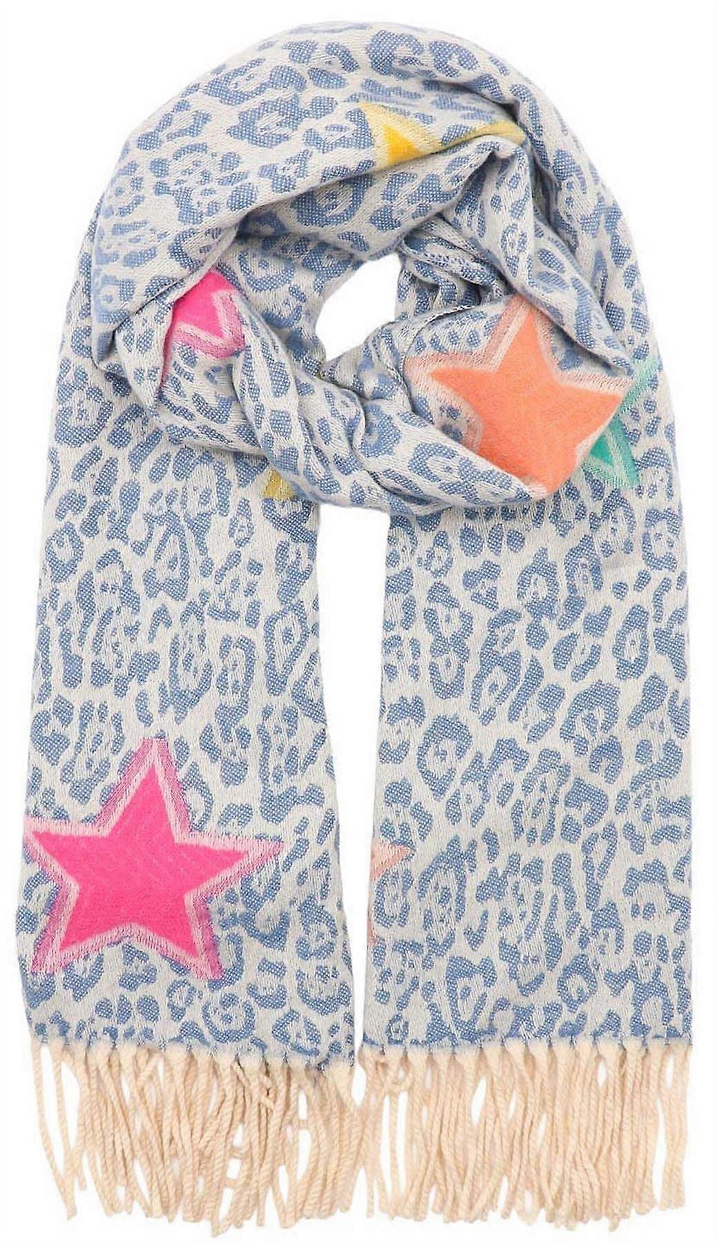 Zelly Animal Print Winter Weight Scarf - Blue