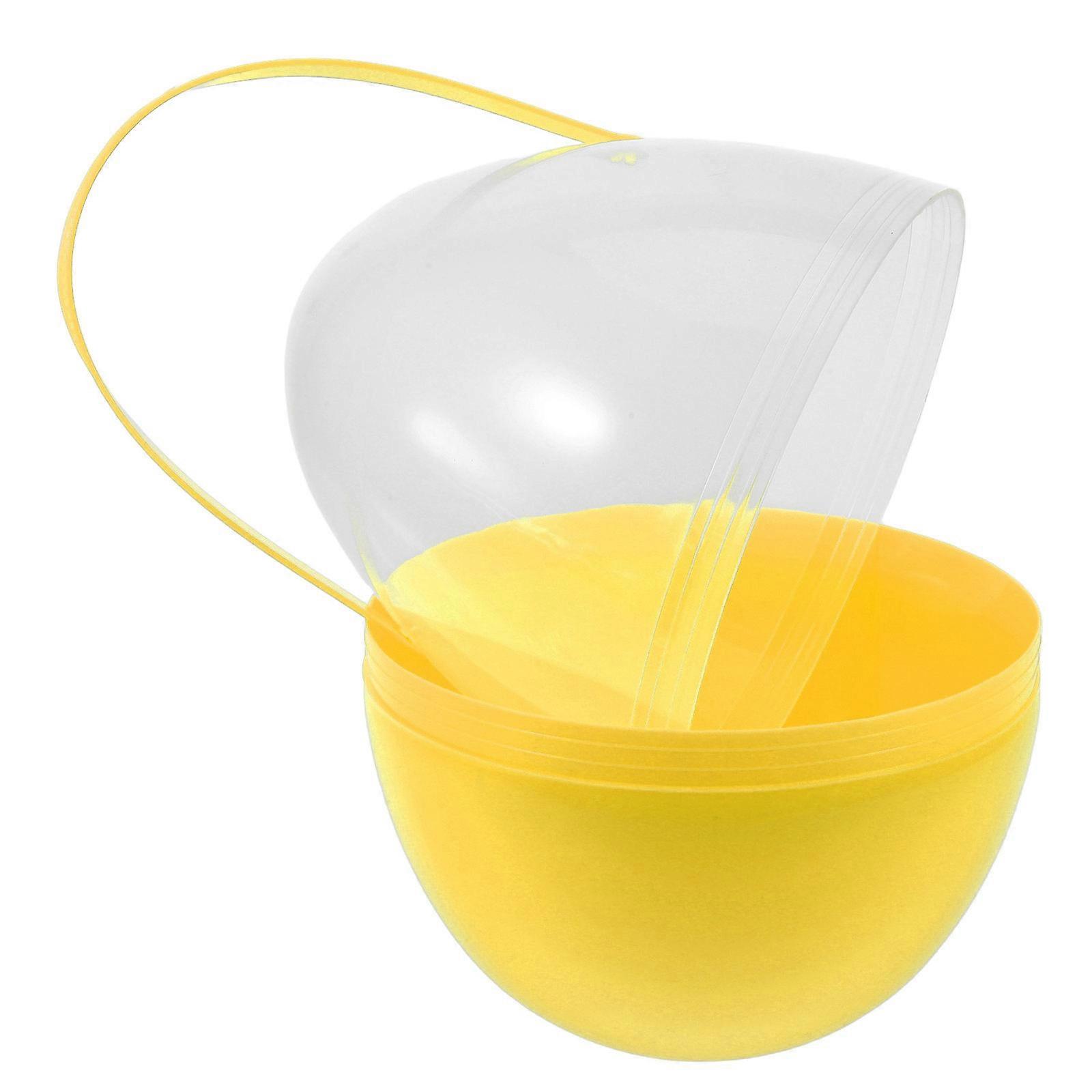 Yellow Plastic Easter Egg with Handle for Festive Storage and Filling