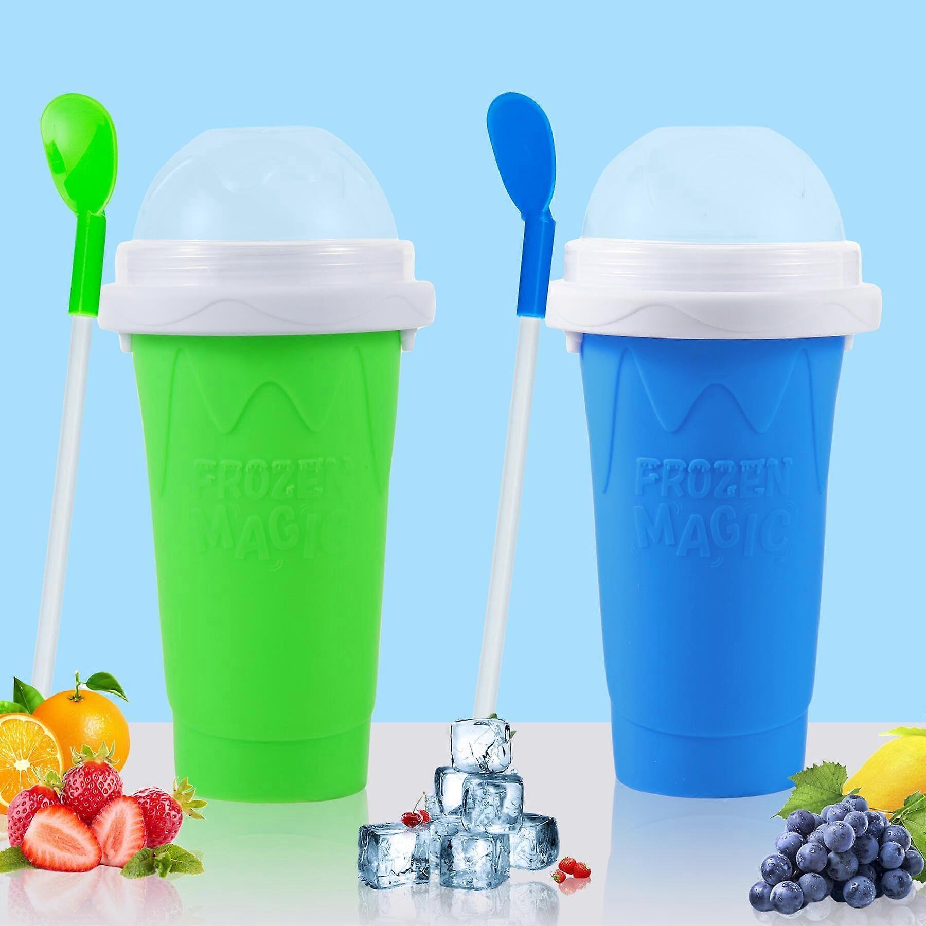 Slushie Maker Cup Set with Quick Freeze Technology, Reusable Double Layer Smoothie Cups for DIY Drinks