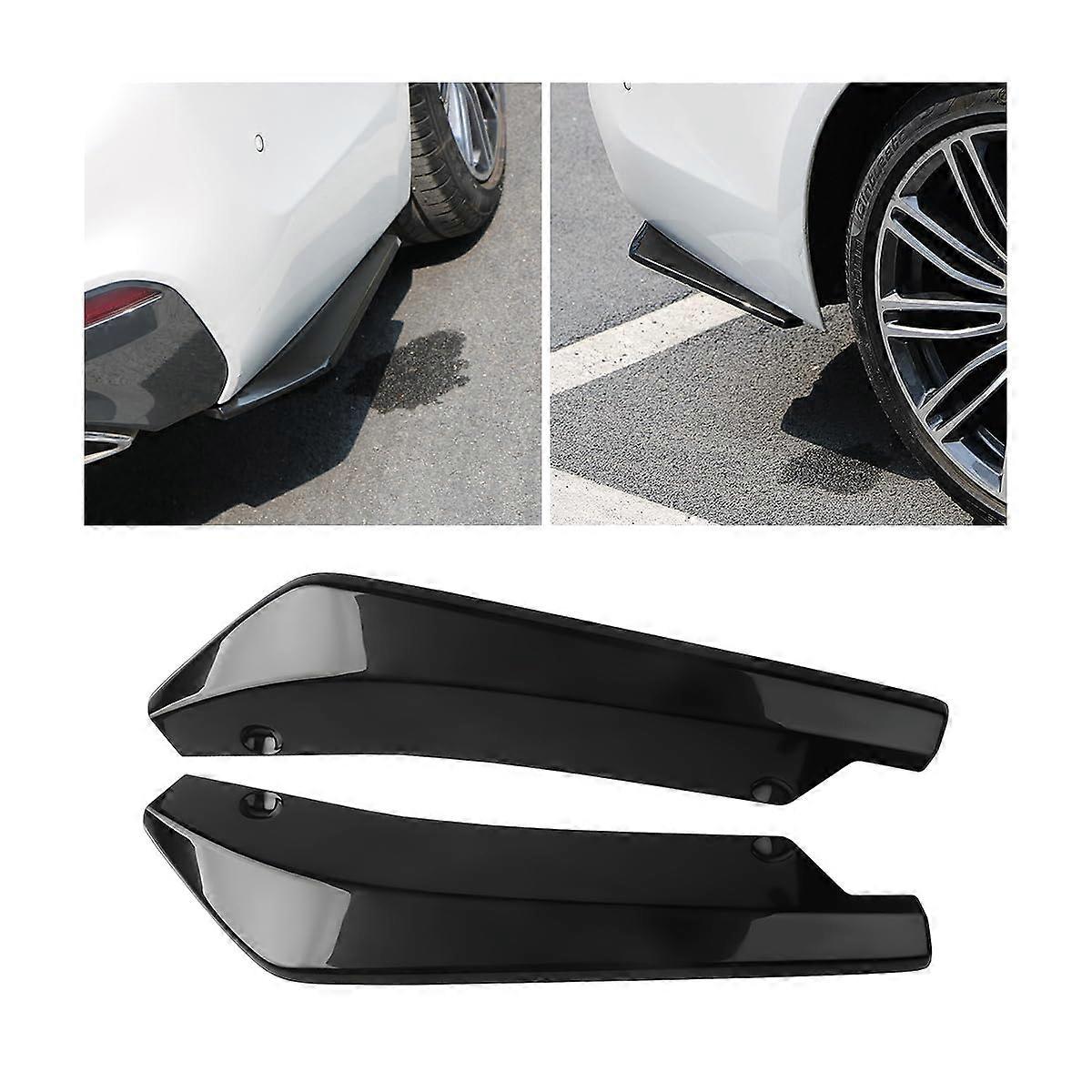 2PCS Car Rear Bumper Diffuser Lip Spoiler Splitter Protector, Universal Fit ABS Sport Upgrade Black
