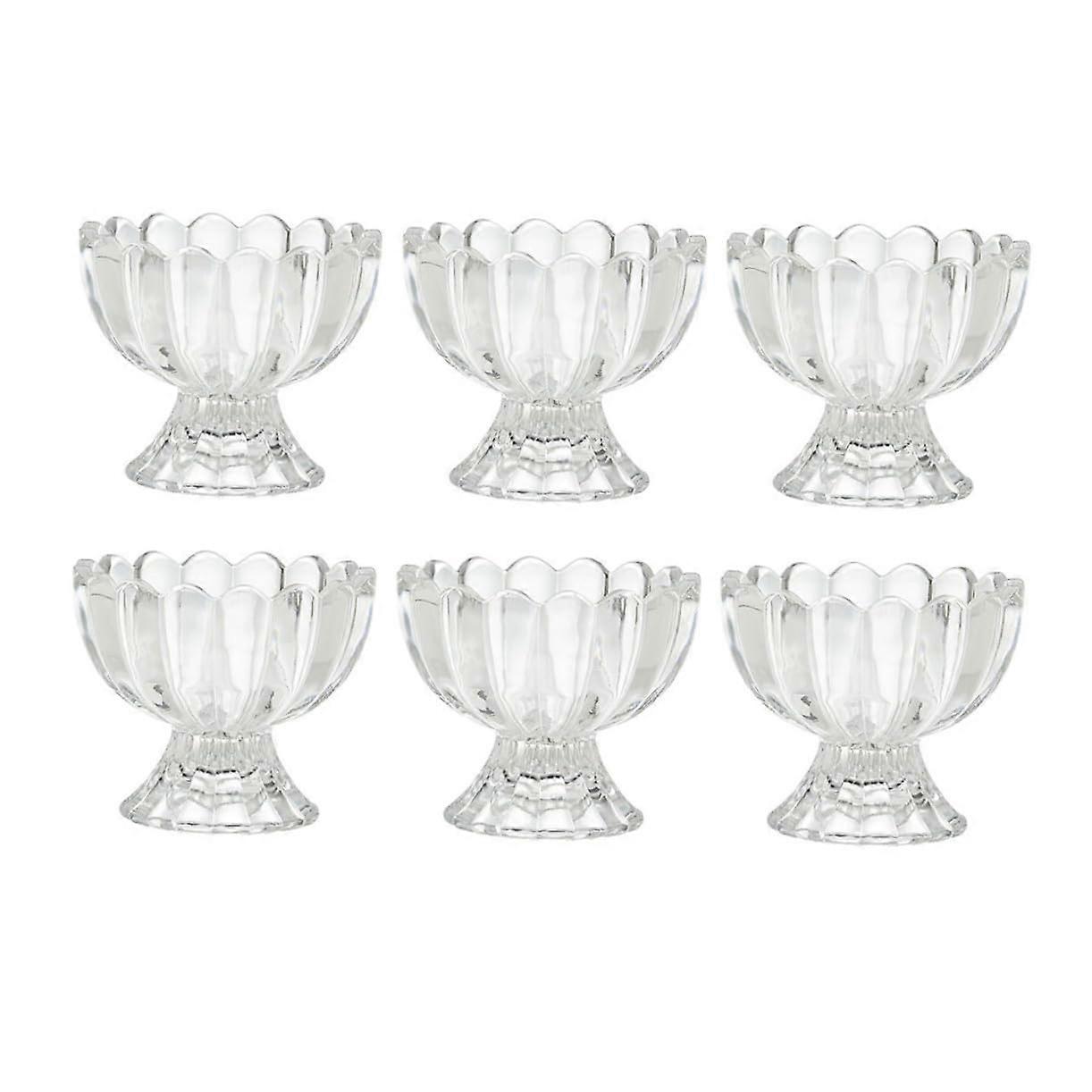 6Pcs Transparent Glass Dessert Cups for Ice Cream Pudding Jelly Versatile Serving and Elegant Presentation