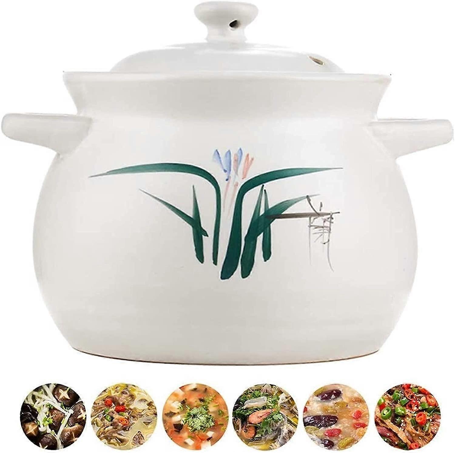 Large Ceramic Casserole Dish with Lid,  Temp Resistant Stew Pot, 4500ml Capacity